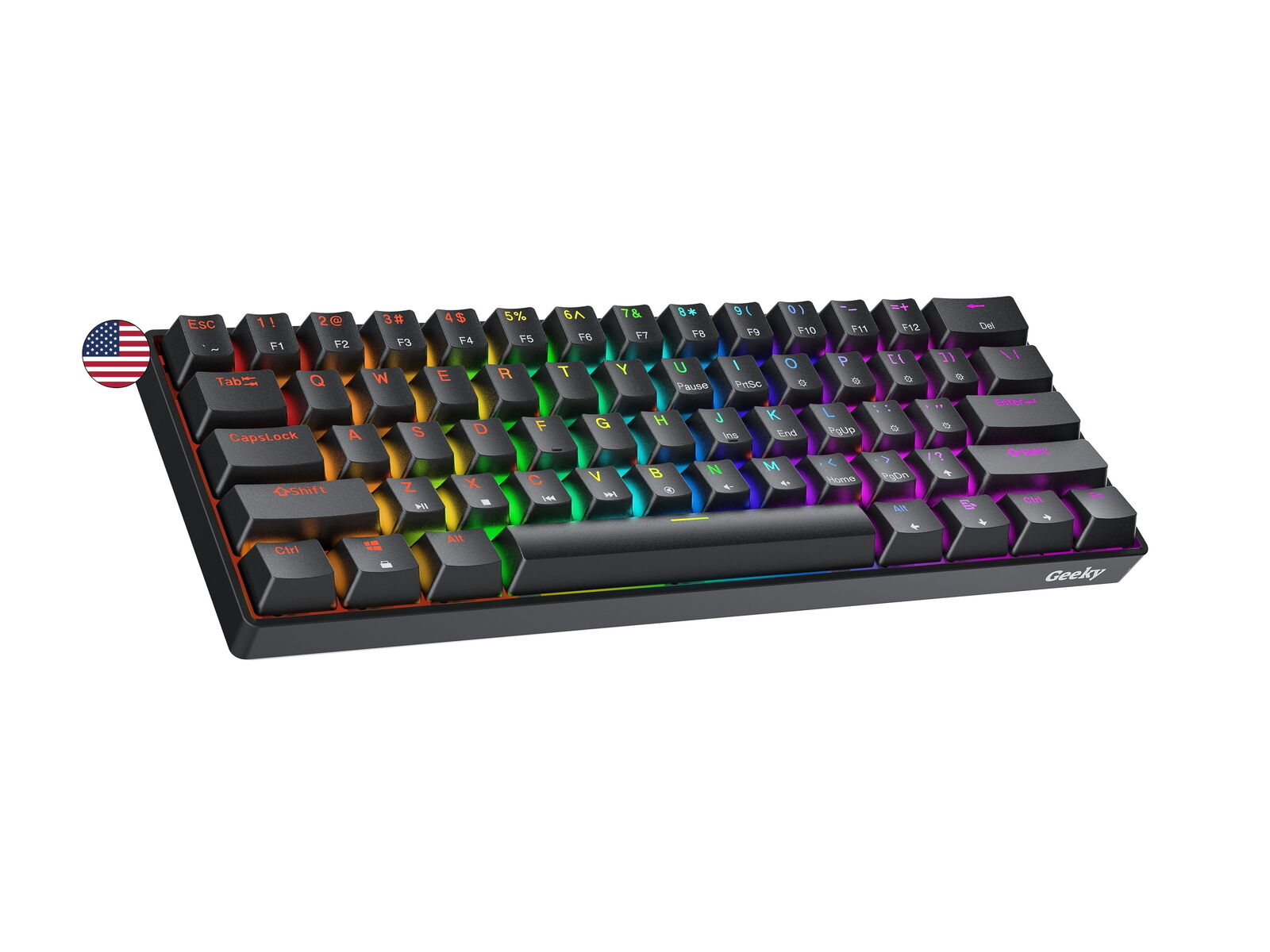 Geeky GK61 SE 60% Mechanical Gaming Keyboard61 Keys Multi Color RGB LED Backlit