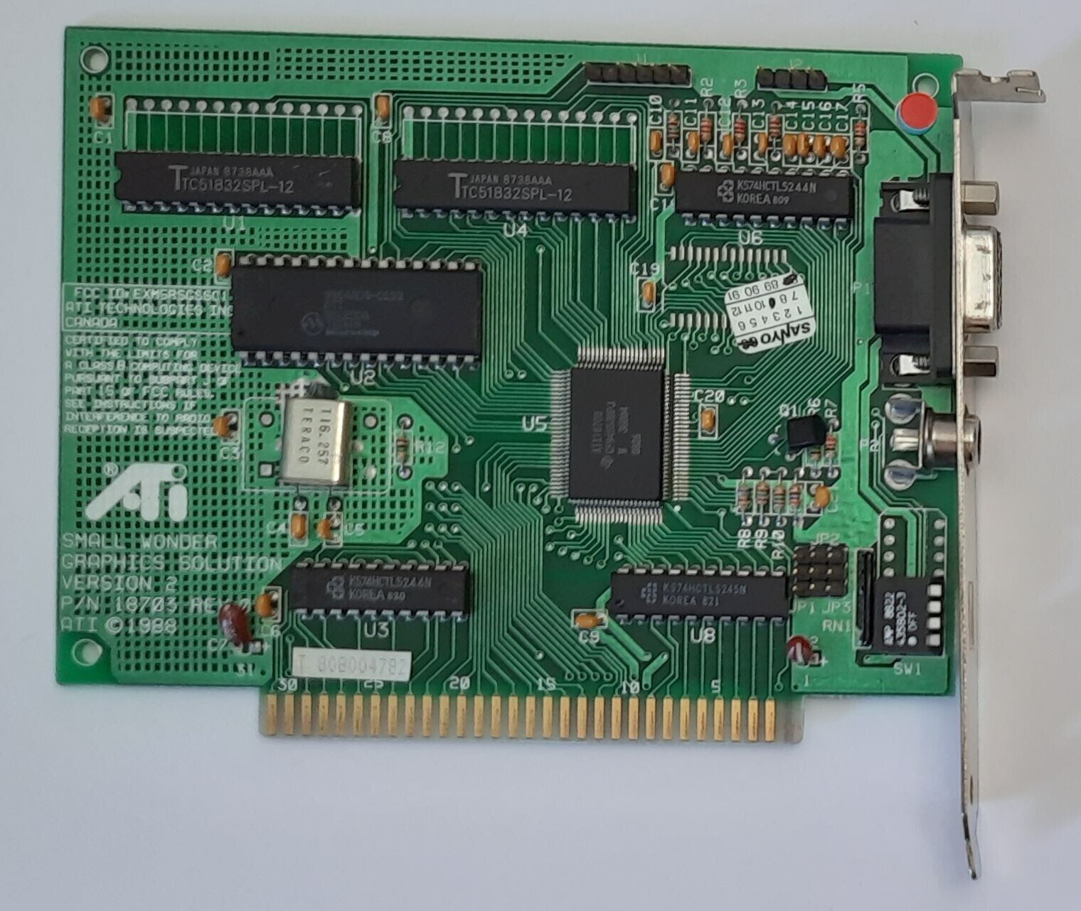 ATI Small Wonder Graphics Solution 8-bit ISA Graphics Card (CGA, HGC, MDA, 1988)