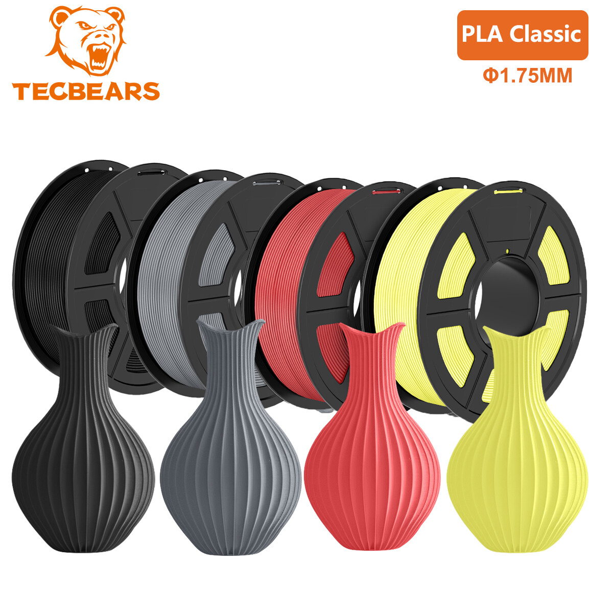 TECBEARS 4kg High Speed PLA Classic 3D Printer Filament 600mm/s 1.75mm No Bubble