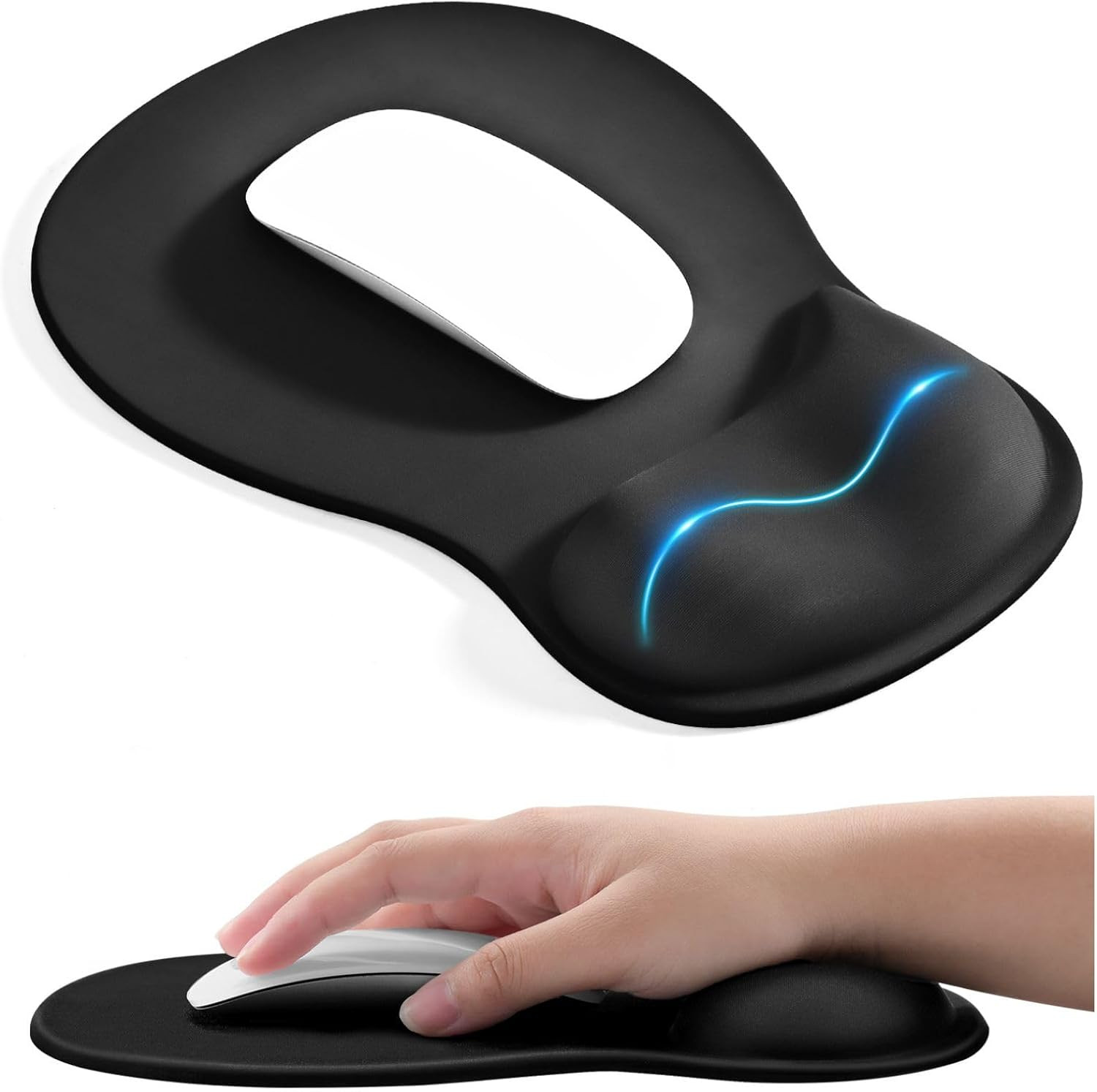 Mouse Pad Ergonomico Con Reposamunecas De Gel Para Computadora Y Oficina Negro