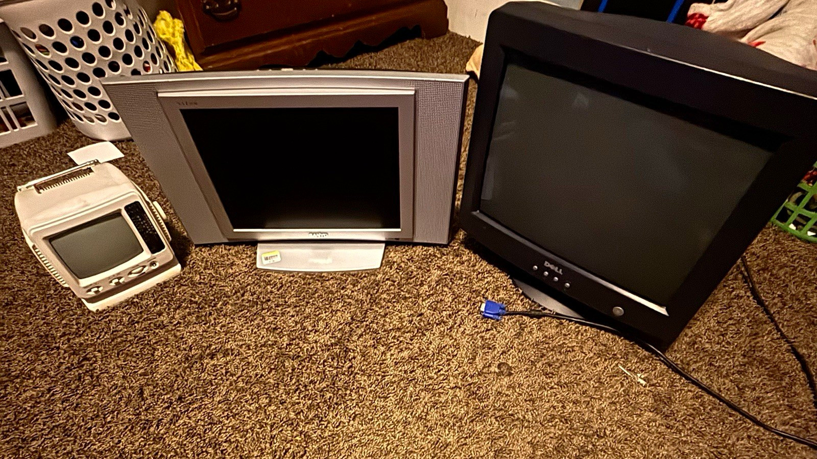 Retro Gaming CRT Bundle -Dell E773s 17” Monitor, Sanyo TV Component, Mini 5” CRT