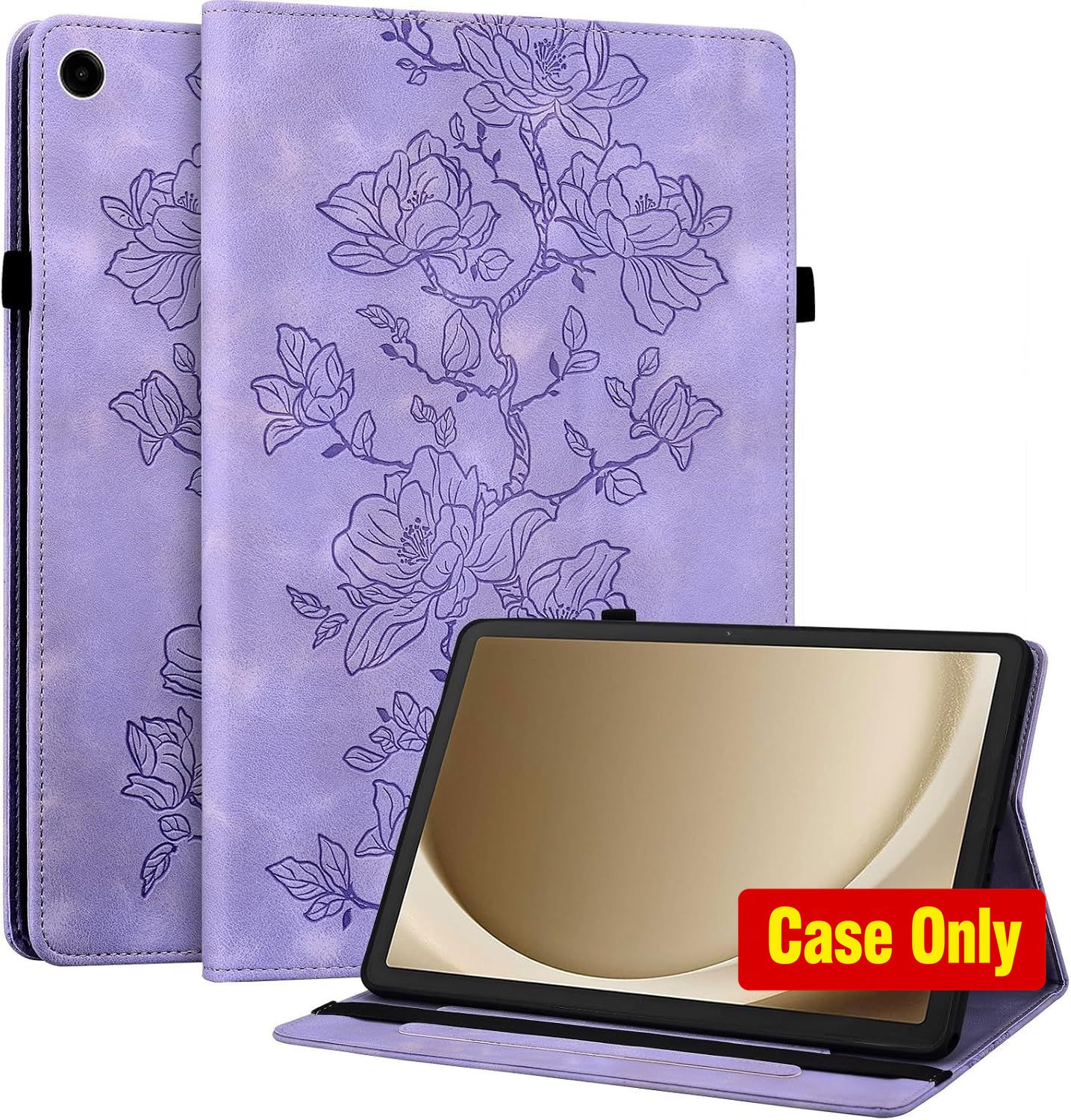 Purple Slim PU Leather Folio Case with Multi-Angle Stand for Samsung Galaxy Tab