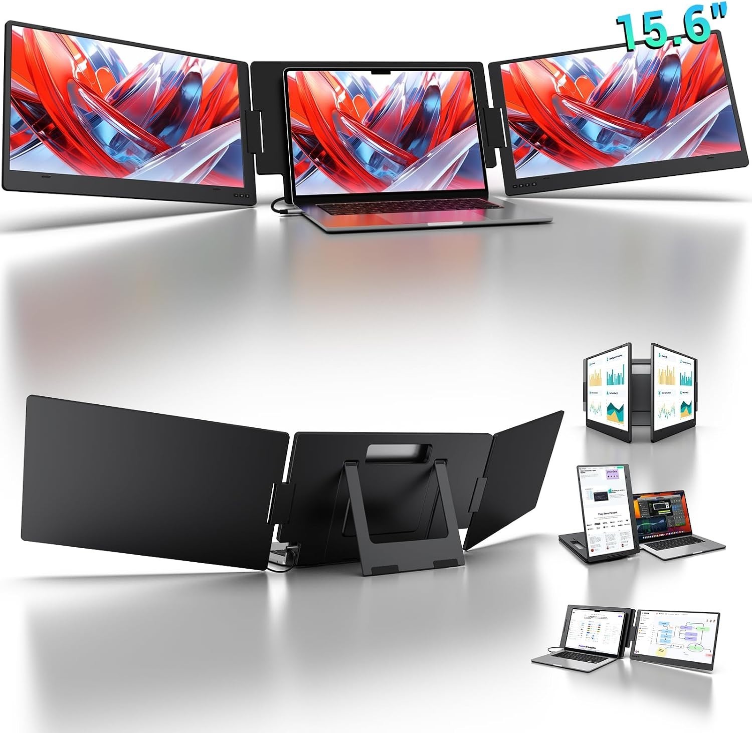 15.6" IPS Dual Monitor with Flicker-Free & Blue Light Filter Technology