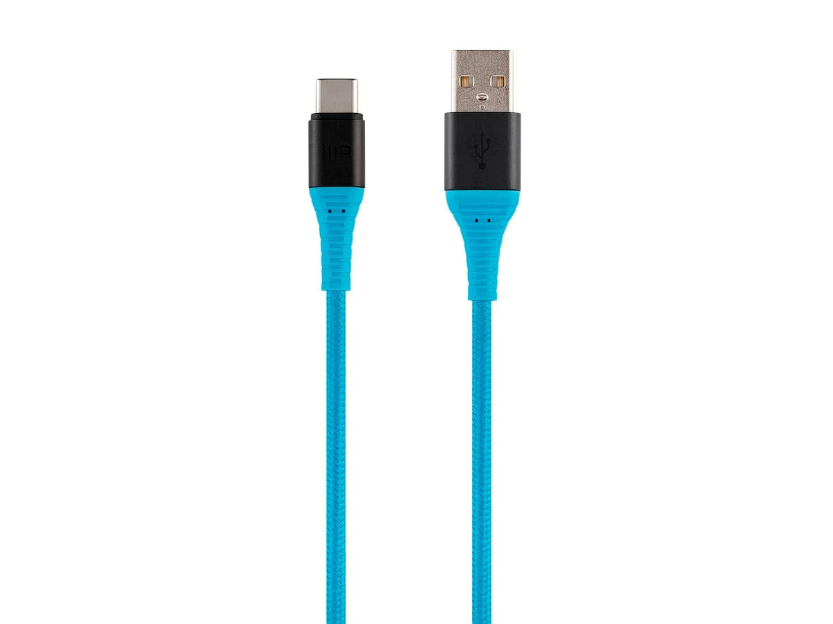 Monoprice USB 2.0 Type-C to Type-A Reinforced Cable - 6 Feet - Blue