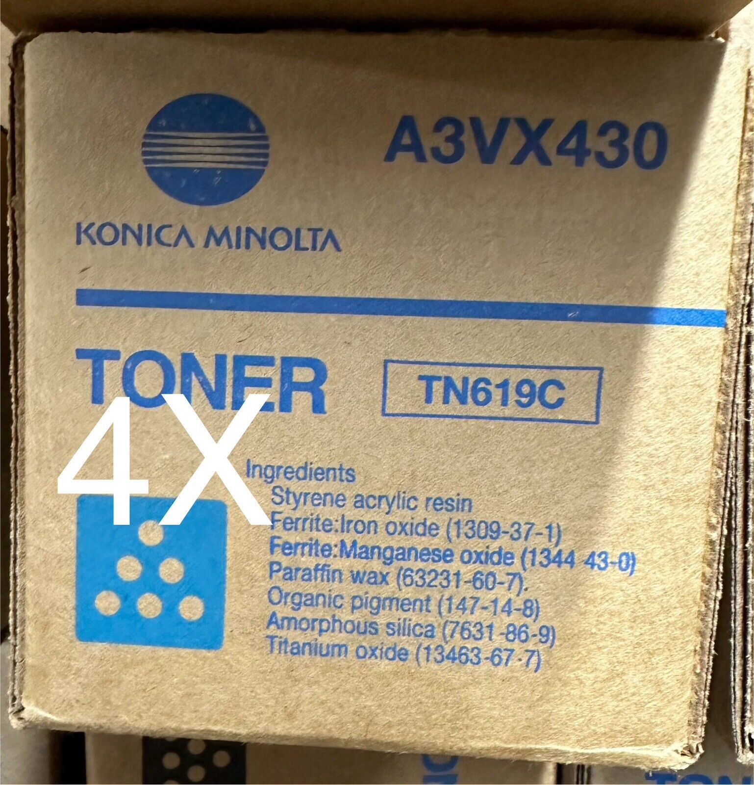 Lot Of 8 OEM Konica Minolta 4X TN619C A3VX430 4X TN619K Toner Cartridge C1060