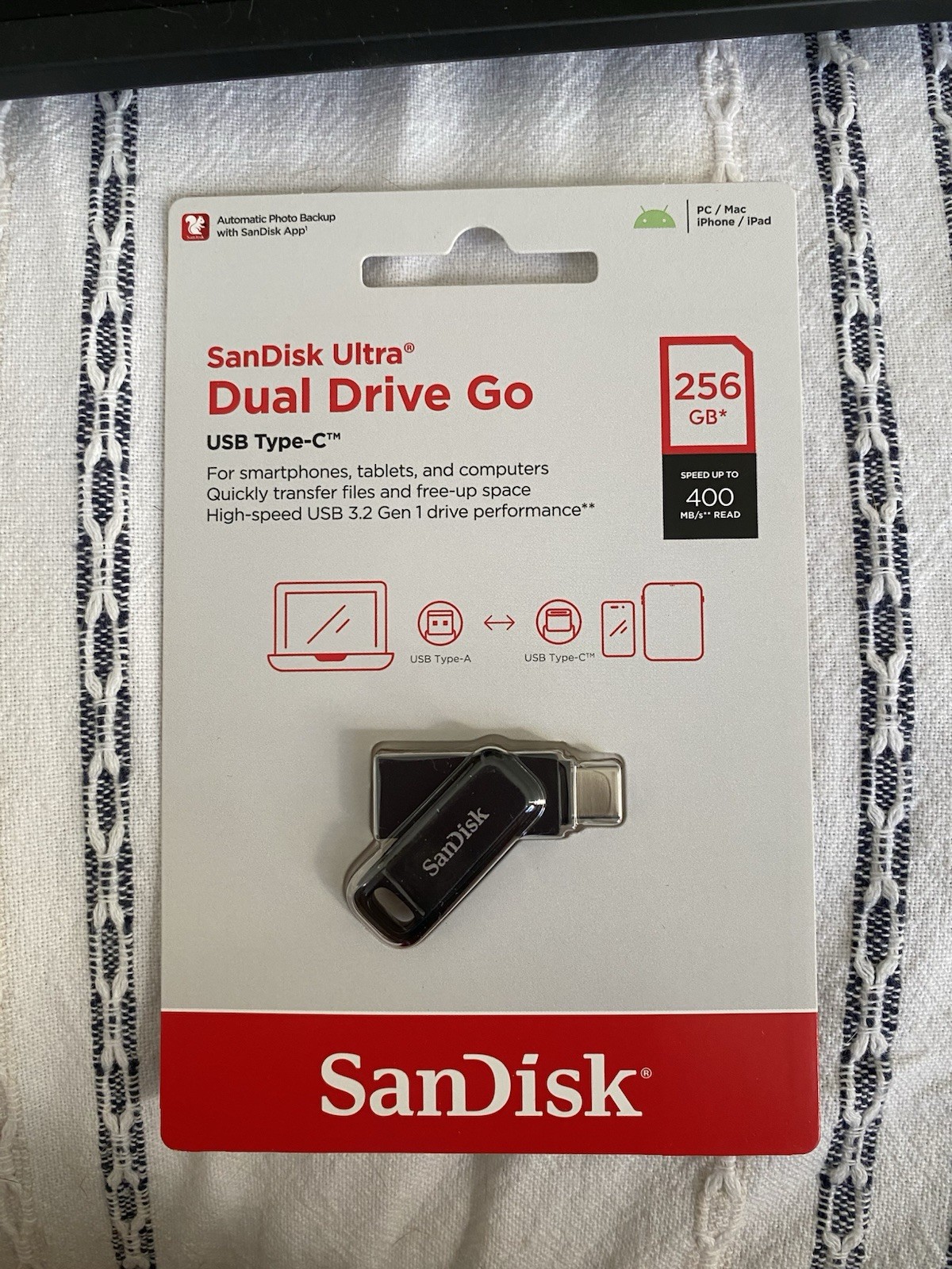 BRAND NEW SanDisk Ultra Dual Drive Go USB Type-C 256GB Flash Drive