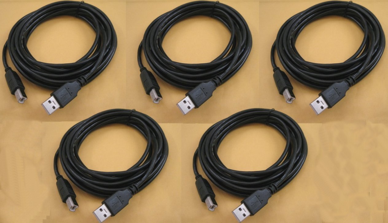 5x 15FT Premium USB 2.0 A-B Cable Printer Epson HP Canon Lexmark Brother Dell