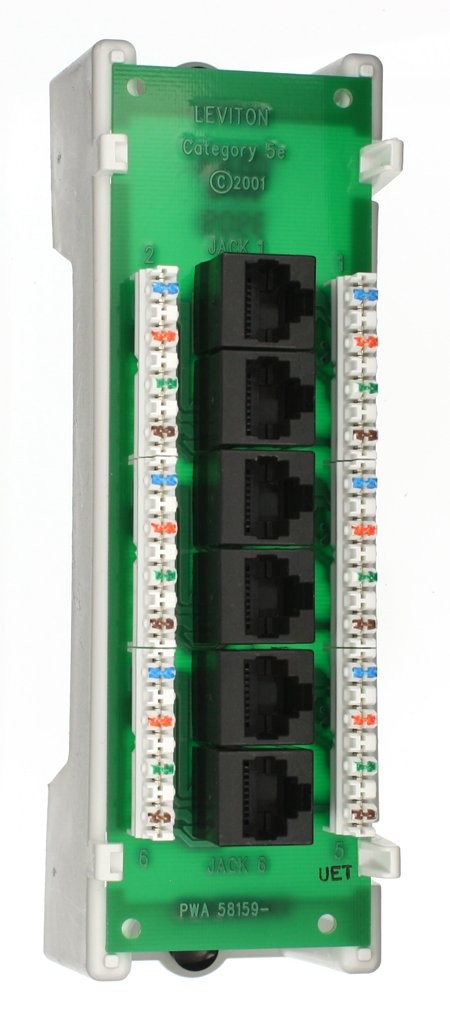 Cat 5e Voice & Data Expansion Module, 6-Port, with ABS bracket (individual bo...