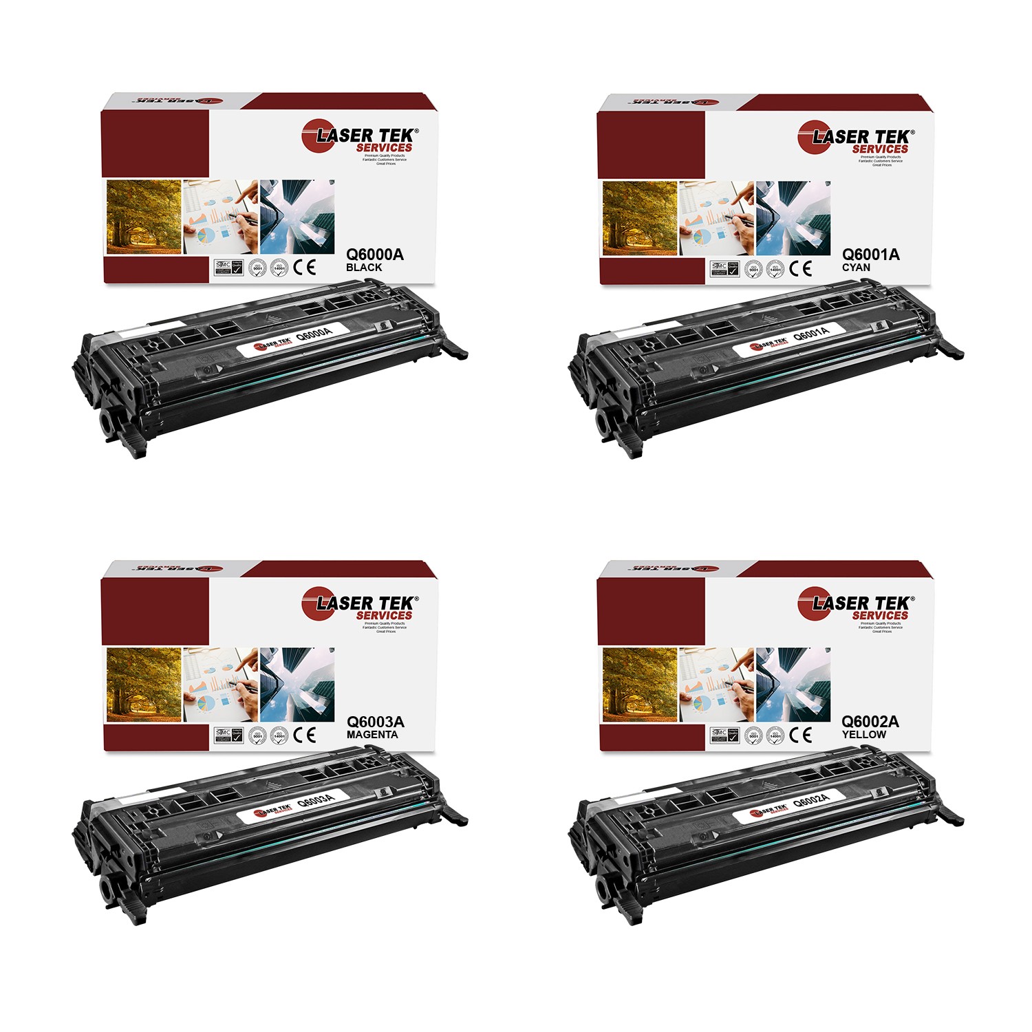 4Pk LTS 124A B C M Y Compatible for HP LaserJet 1600 2600n Toner Cartridge
