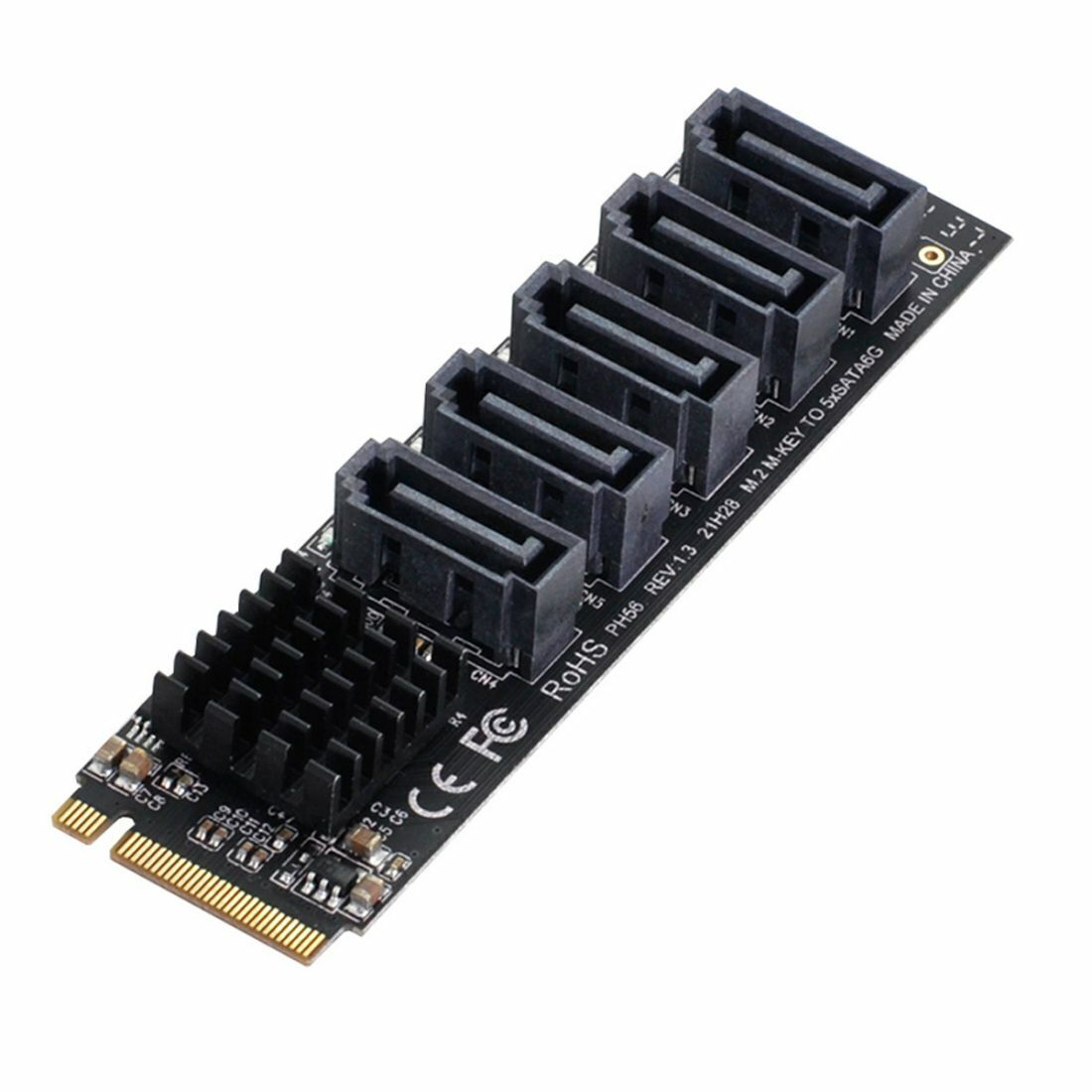 Jimier M.2 NGFF NVME M-Key PCI Express to SATA 3.0 5 Port Adapter Extension Card