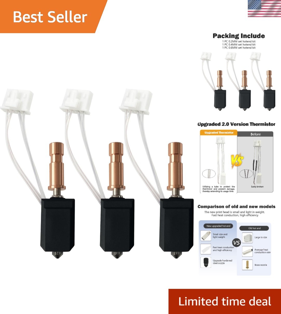 Heat Efficient Ceramic Hotend Kit for Anycubic Kobra S1 - Easy Installation, 3PK