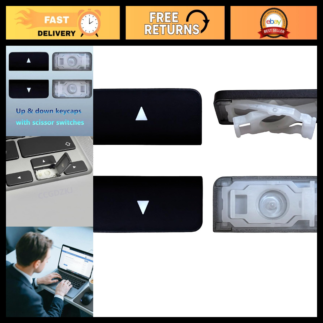 2 Pcs Up Down Arrow Keycaps & Brackets for MacBook Pro/Air M1 M2 M3 M4 Models