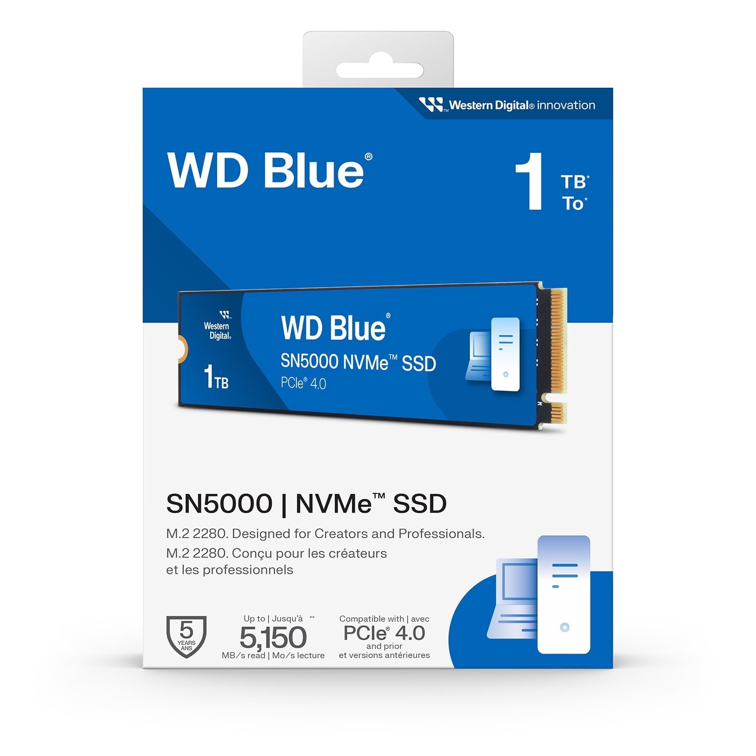 Western Digital SN5000 1TB WD Blue NVMe Internal Solid State Drive SSD - PCIe™
