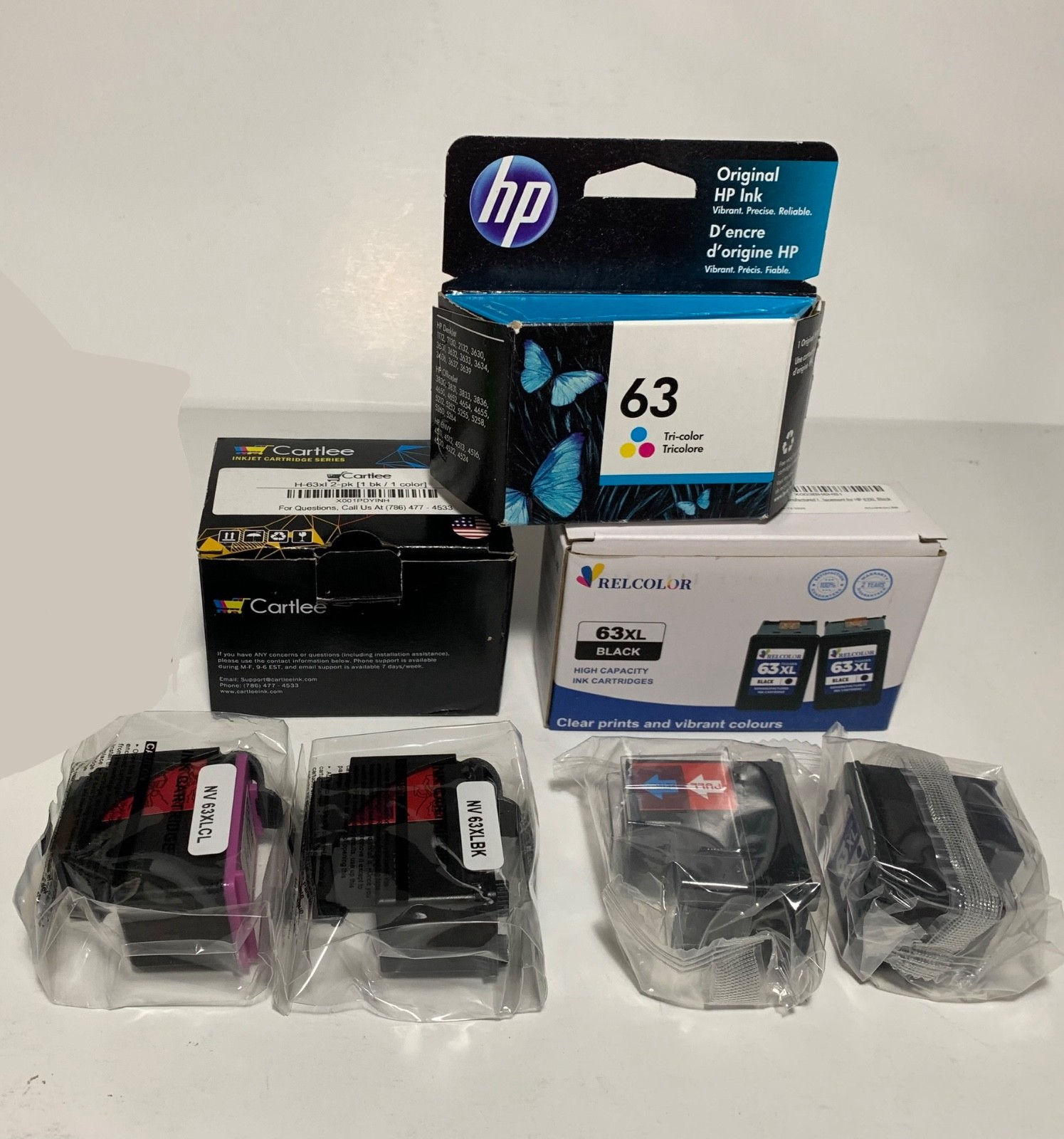 5 pcs Genuine HP 63XL & 63 COLOR  and BLACK Ink Cartridges NEW LOT OF 5