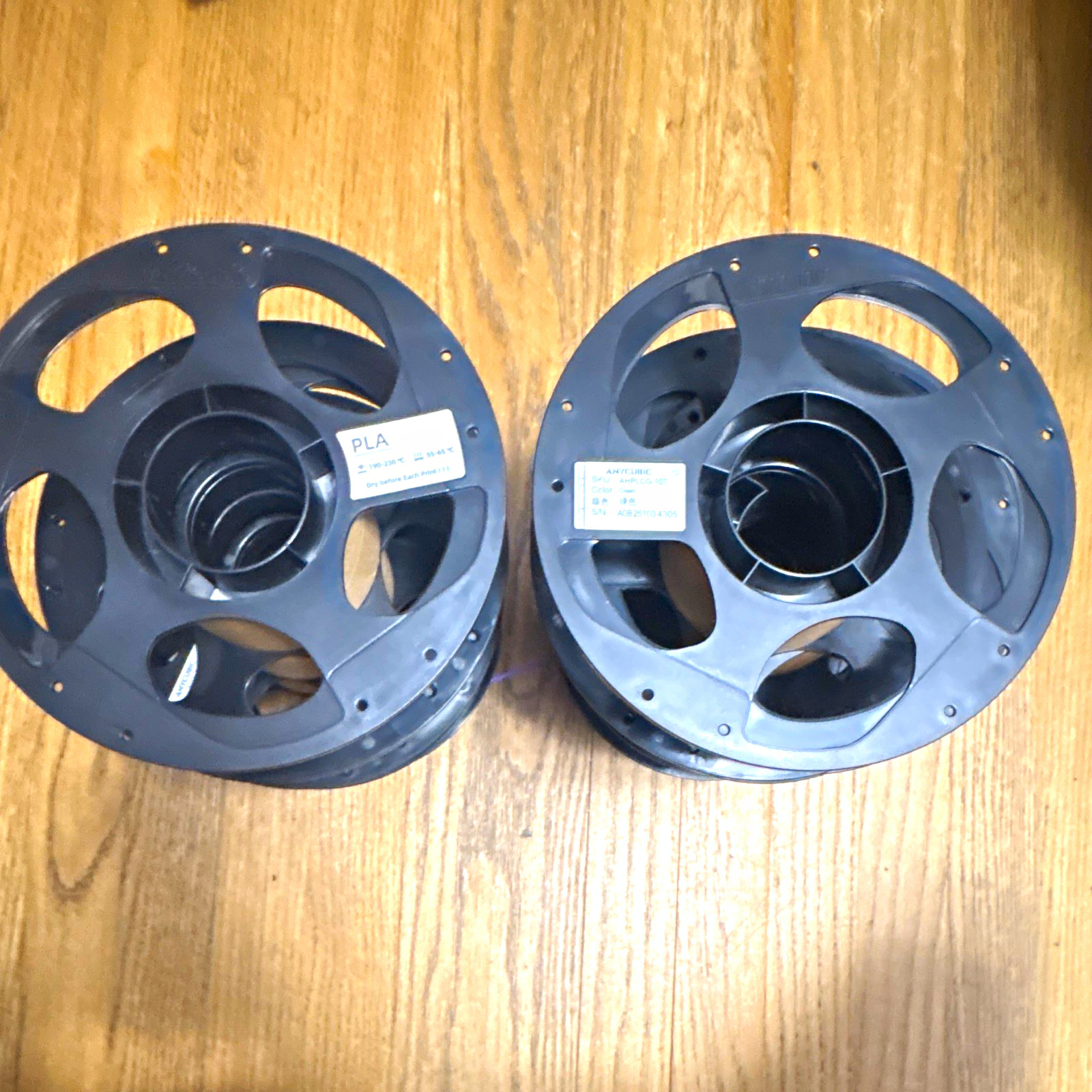 ANYCUBIC PLA 1.75mm Black 3D Printer Filament Spools Lot of 8. Reusable spools