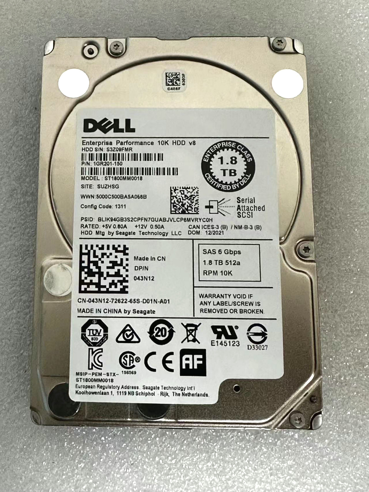 dell ST1800MM0018 1.8TB 10K 6G SFF SAS Drive 043N12