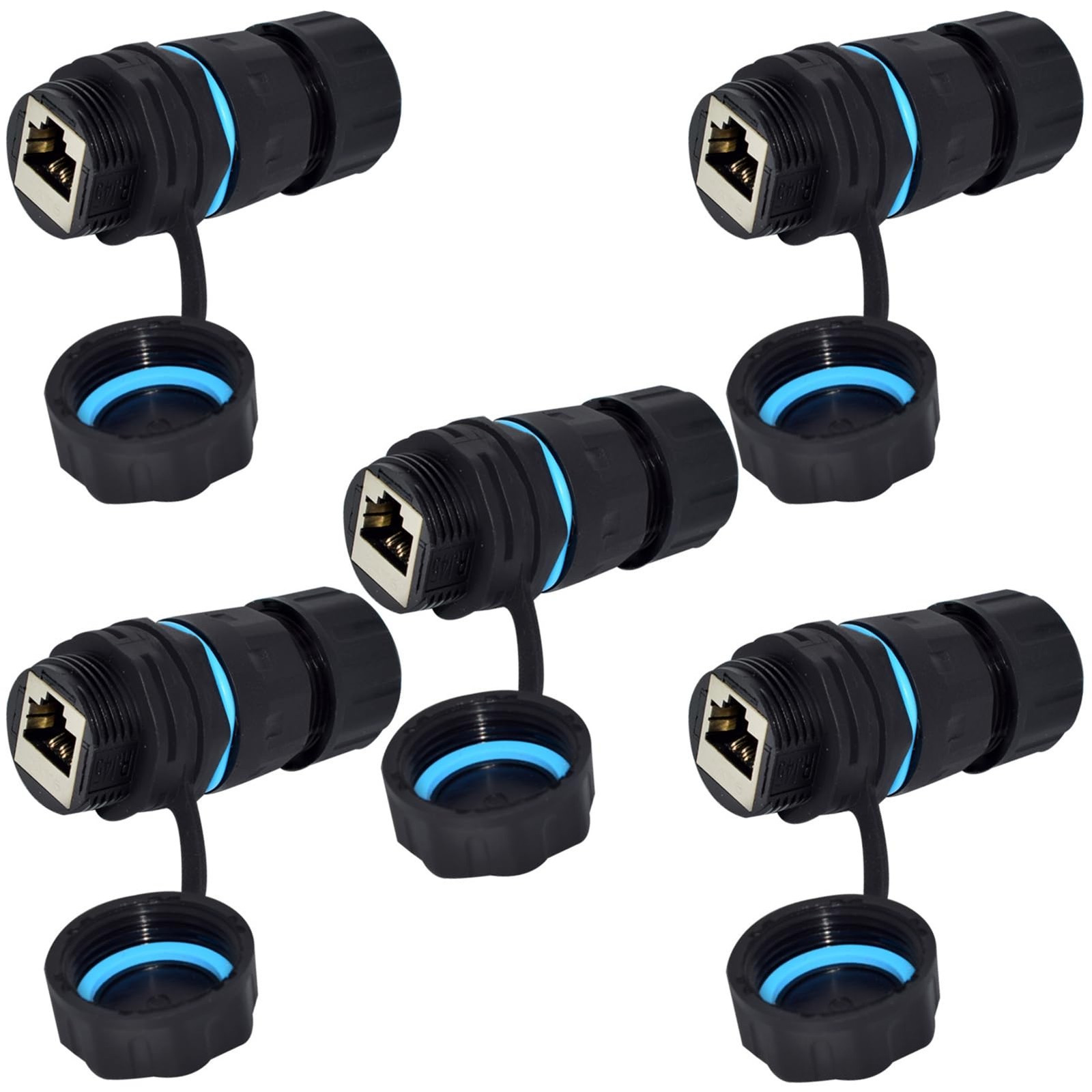 5 PCS 2.17 Inch Shielded RJ45 CAT6 Waterproof Connector Ethernet Extender
