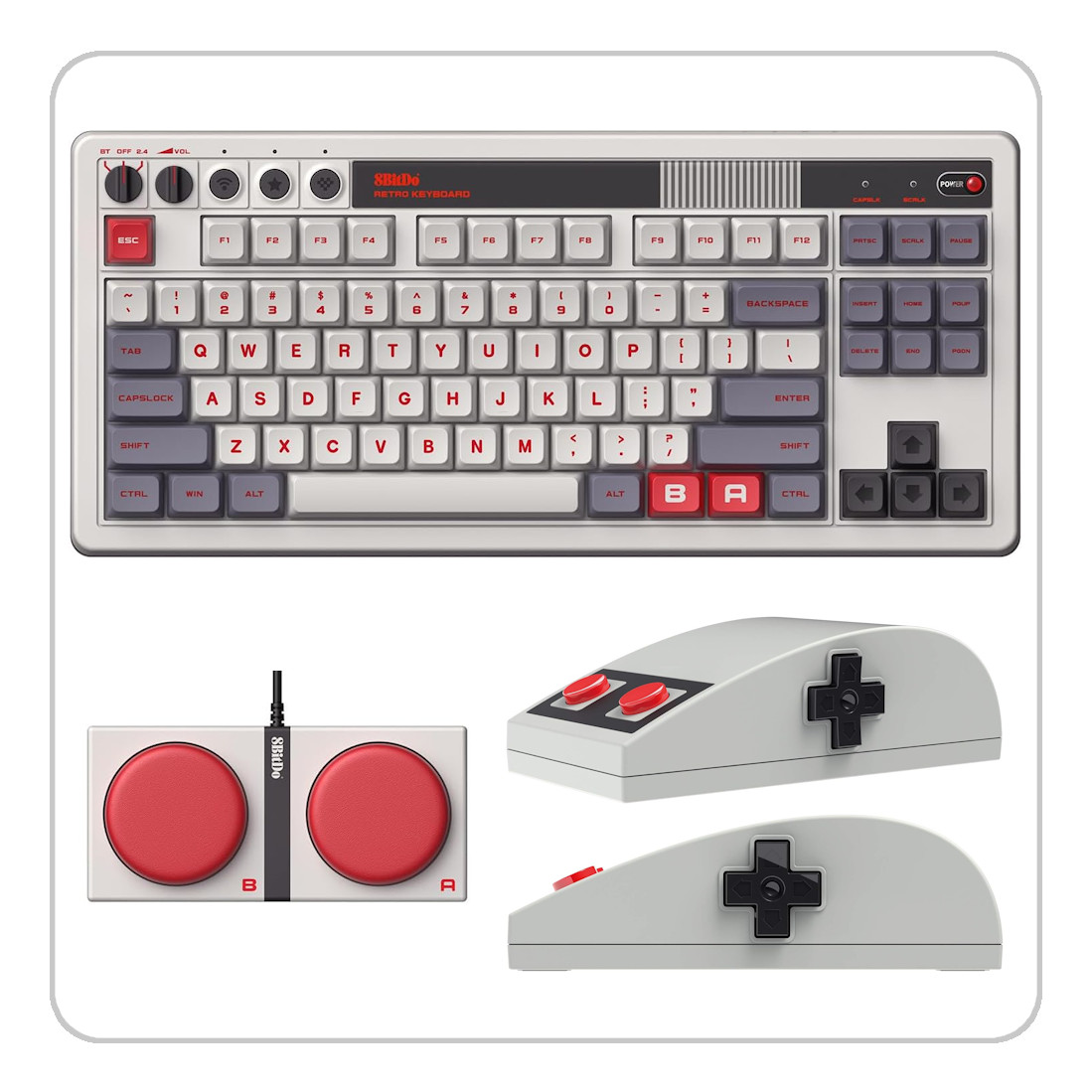 8Bitdo Retro Mechanical Keyboard NES Edition & NES Mouse Bundle