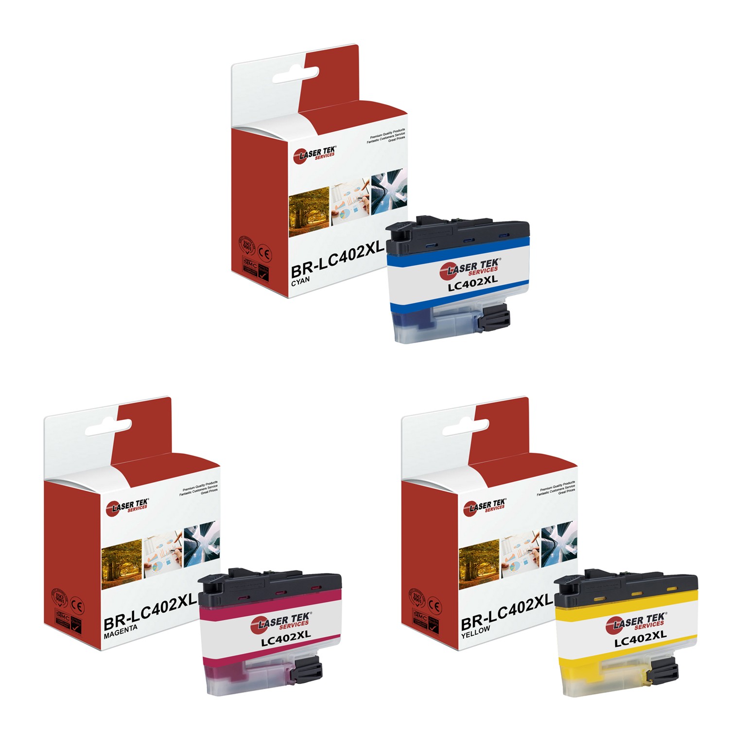 3Pk LTS LC402XL CMY HY Compatible for Brother MFC-J5340DW J6540DW Ink Cartridge