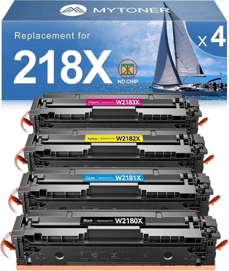 218X Toner Cartridges 4 Pack (NO CHIP) Compatible Replacement for HP 218X 218...