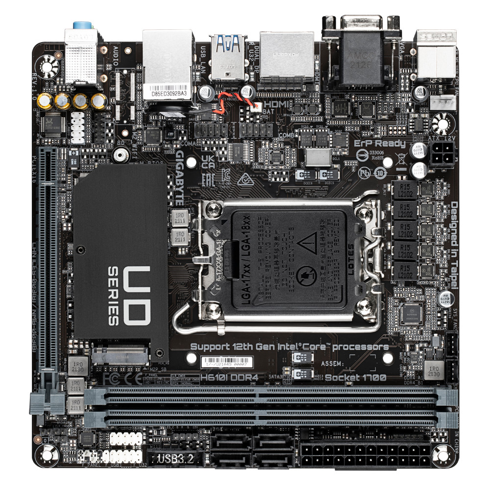 FOR Gigabyte H610I DDR4 VGA HDMI DP 64GB LGA1700 12th Gen Motherboard Test OK