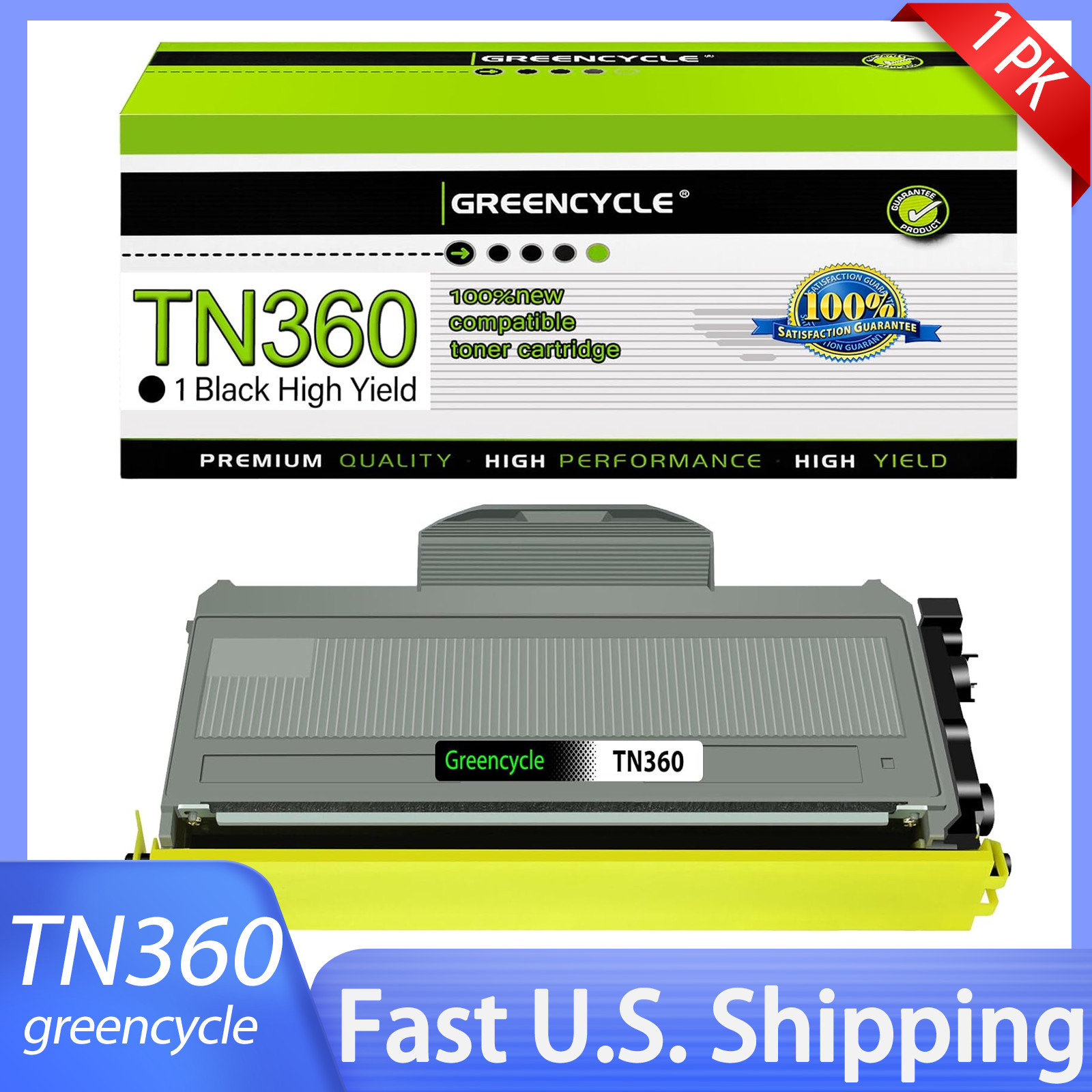 1PK Premium TN360 Toner Cartridge Compatible For Brother DCP-7045N MFC-7345DN