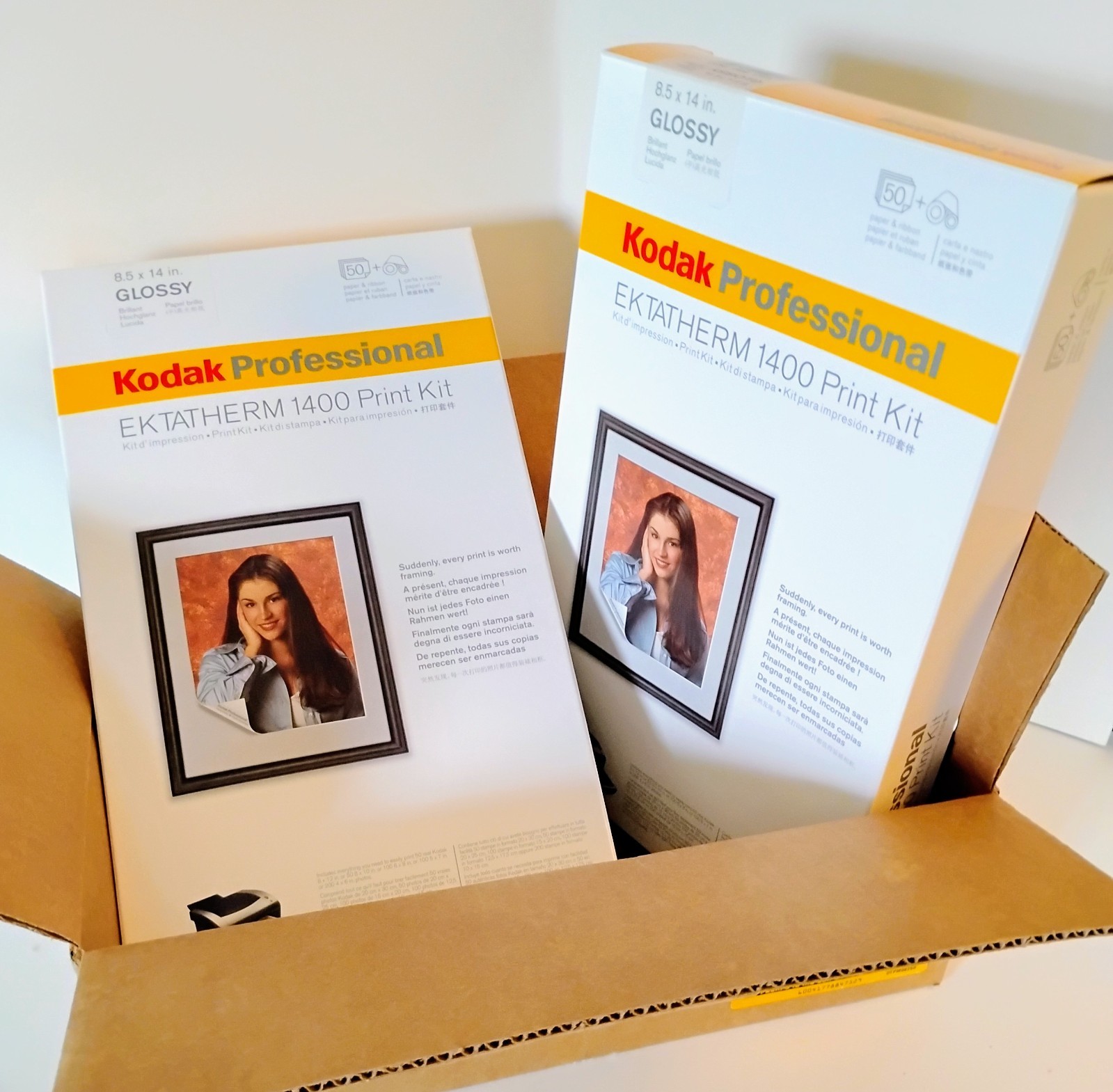 2 KODAK PROFESSIONAL 1400 PHOTO PRINTER KITS RIBBON & PAPER 8.5" X 14" GLOSSY