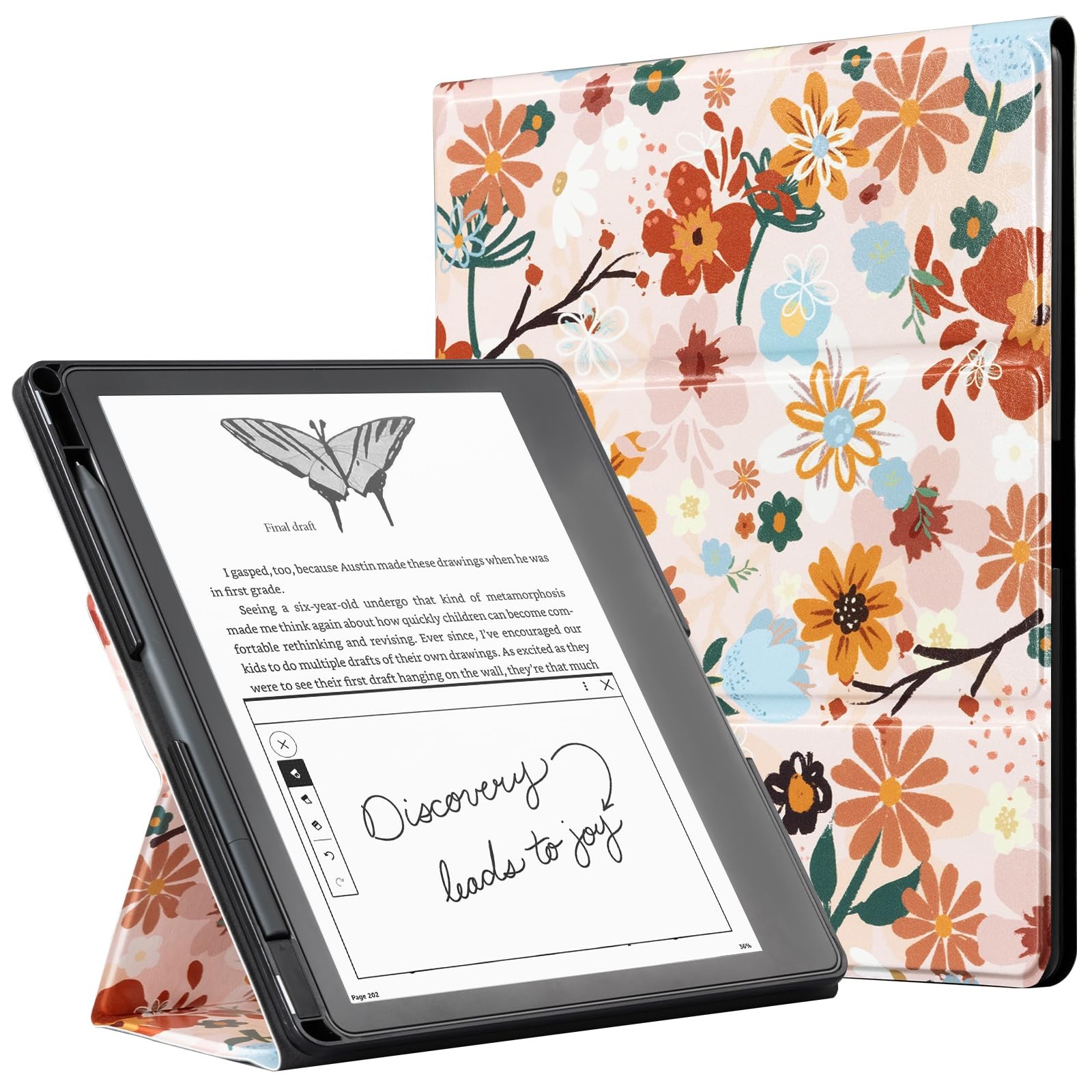 CoBak PU Leather Tablet Case 10.2in 2022/2024 Auto Sleep Wake Pen Holder Orange