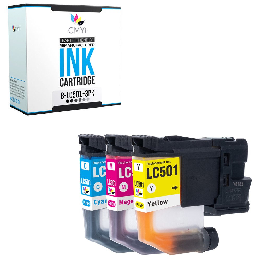 3PK Compatible CMYi LC501 Color Ink Cartridges fits Brother MFC-J1260DW, J1360DW