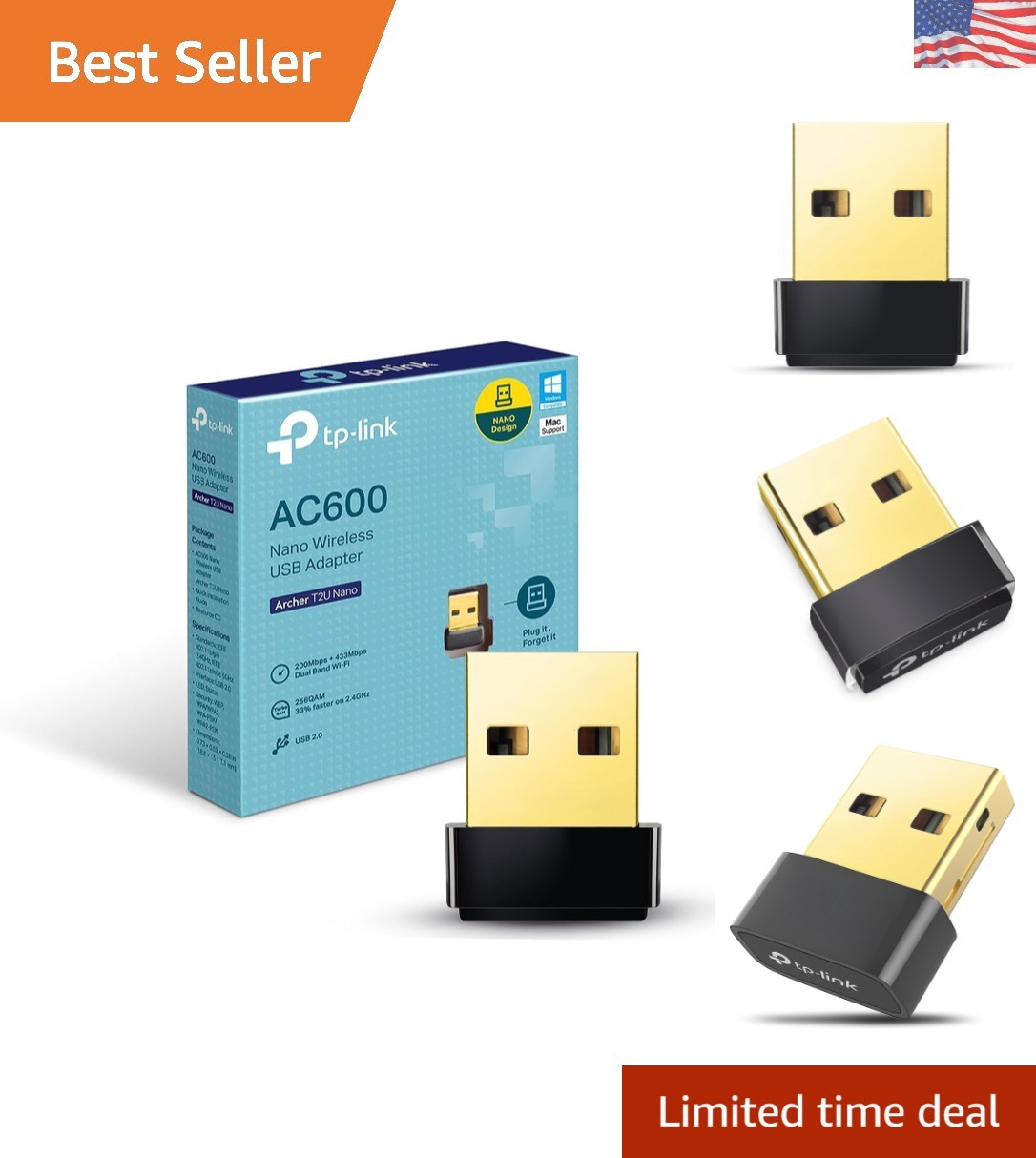 Ultra-Sleek AC600 USB WiFi Adapter - 600Mbps Dual Band for Seamless Internet