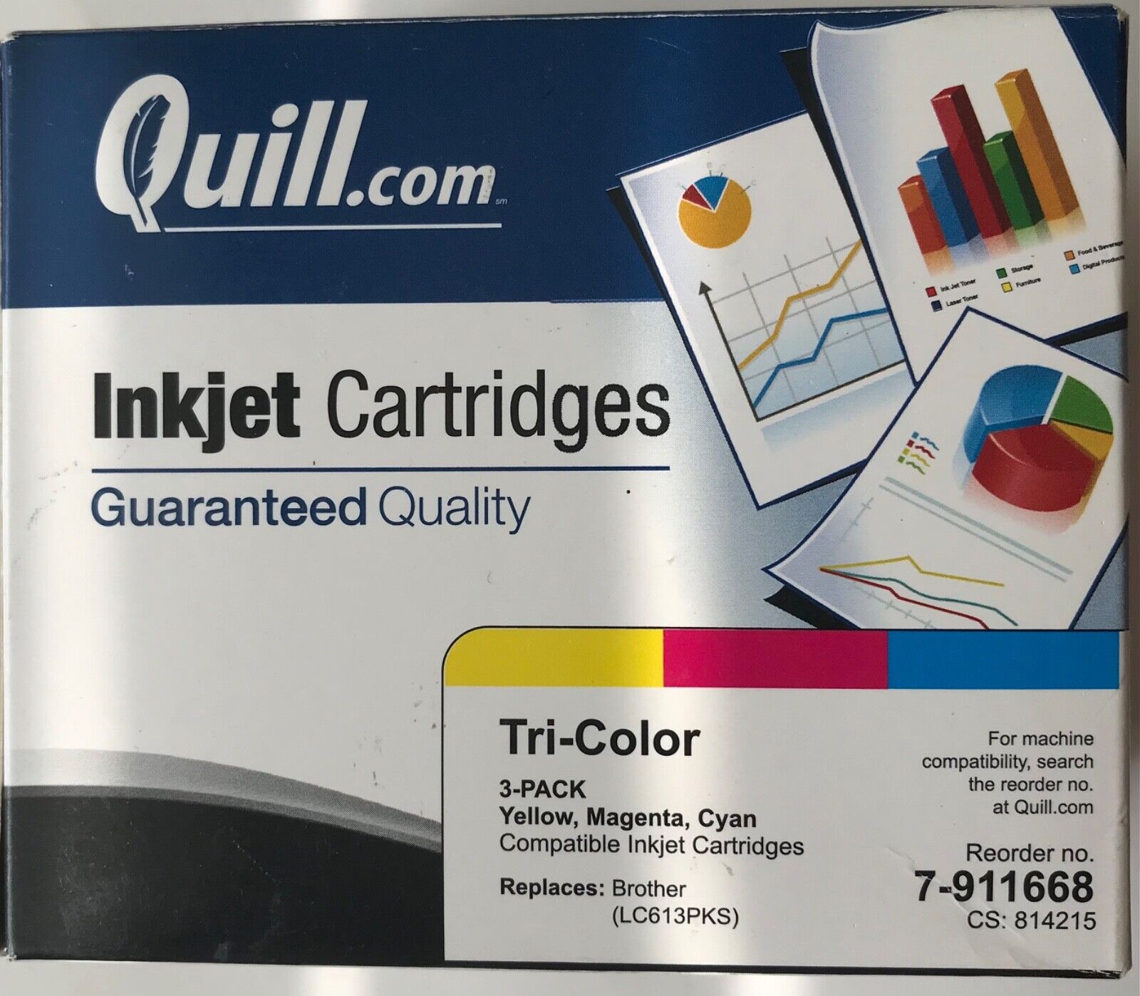 Brother LC613PKS Tri-Color Cyan Magenta Yellow Ink Cartridges 3 Pack Printer Ink