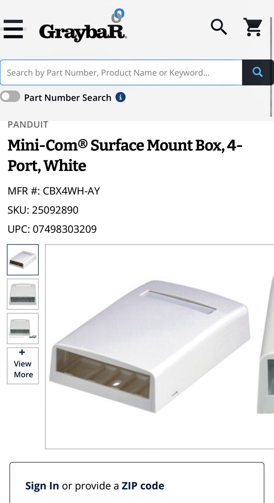 Panduit CBX4WH-AY 4-Port Surface Mounting Box for LD3/LDPH3/LD5/LDPH5, White