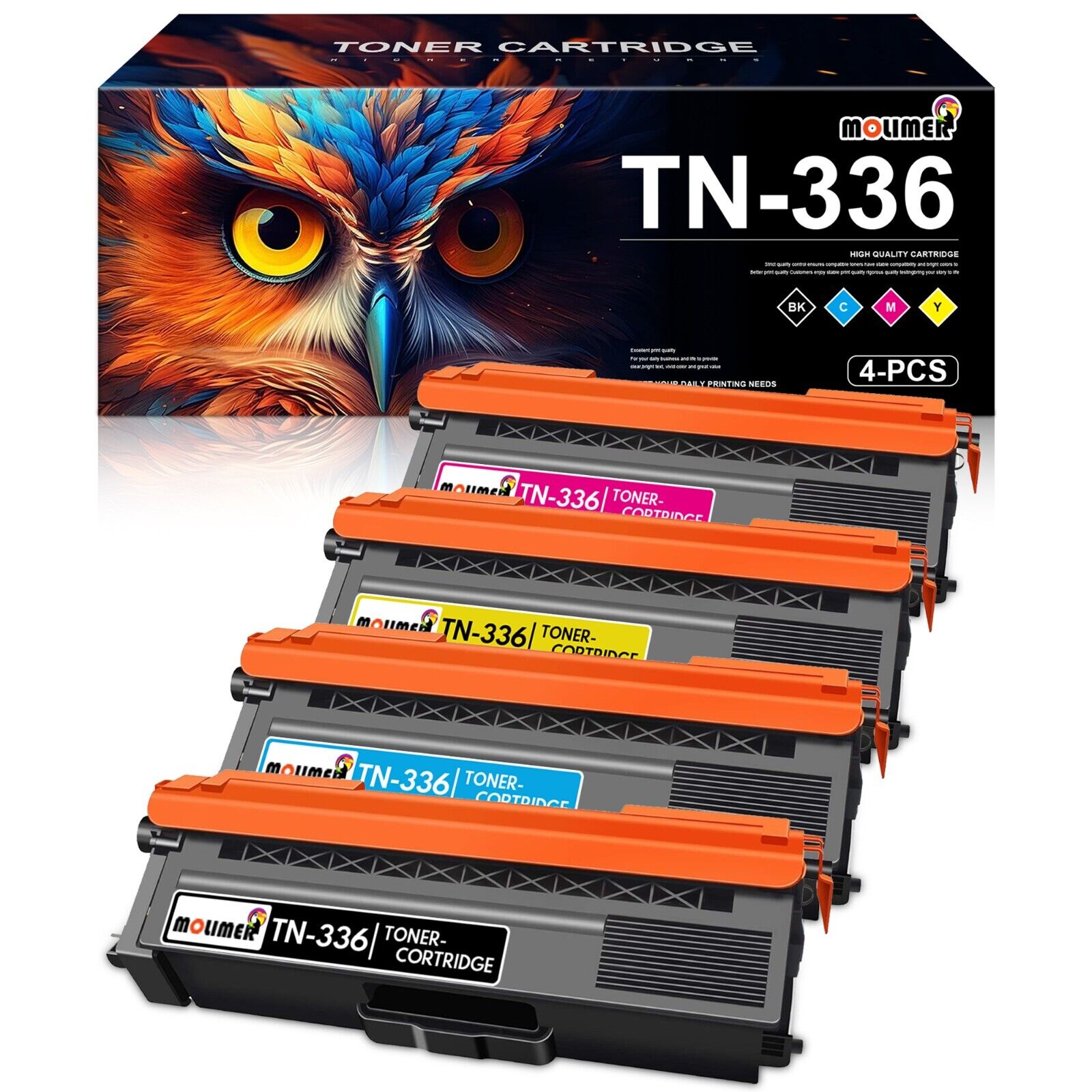 TN336 Toner High Yield Replacement for Brother TN336 MFC-L8600CDW 1BK/1C/1Y/1M