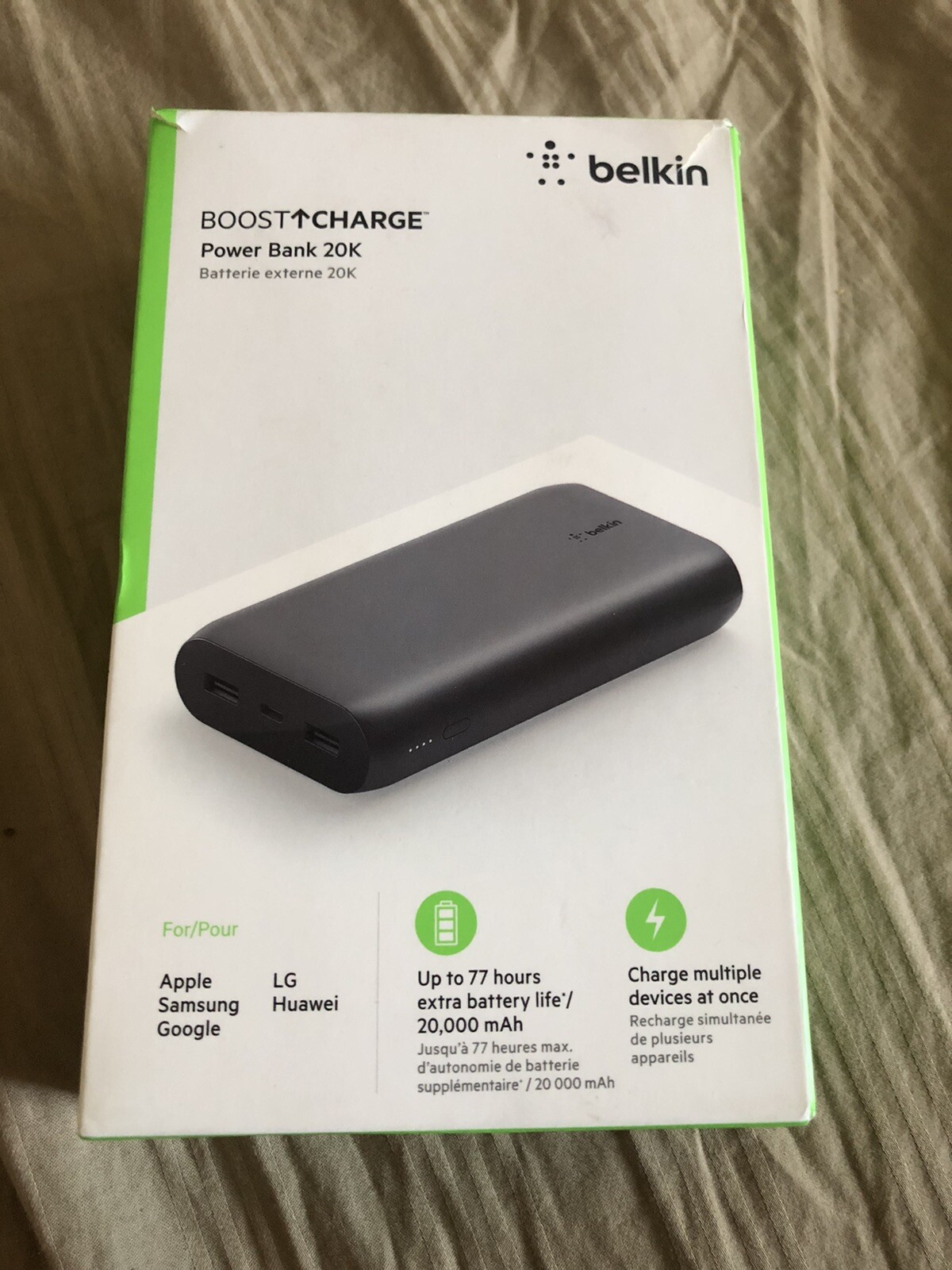 Belkin Boost Charge Portable Multi Device Power Bank Charger 20K USB USB-C