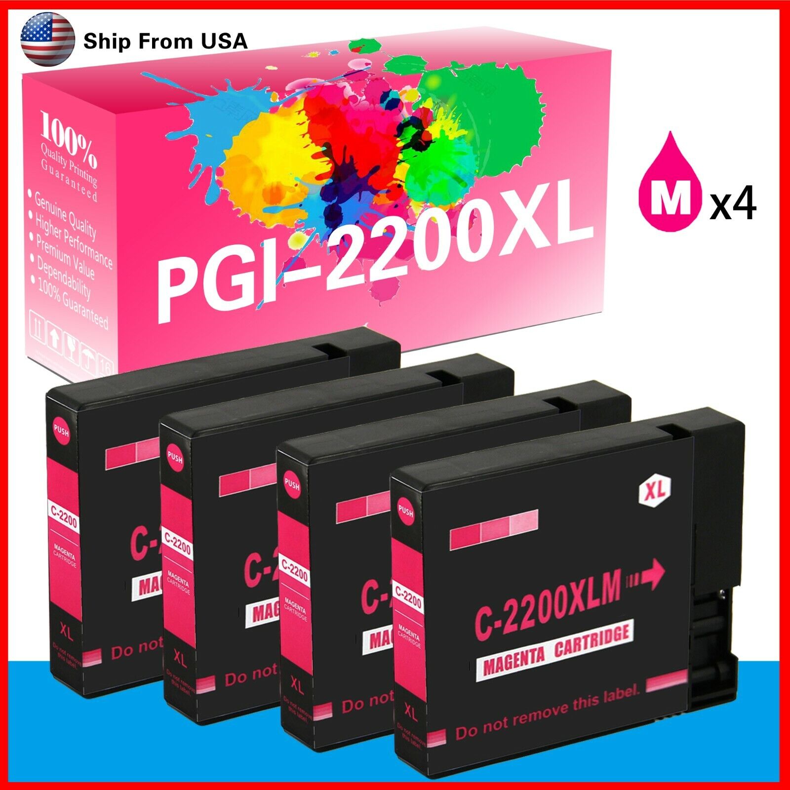 4PK PGI-2200XL PGI2200XL PGI-2200 Ink Cartridge for Canon MAXIFY MB5330 MB5430
