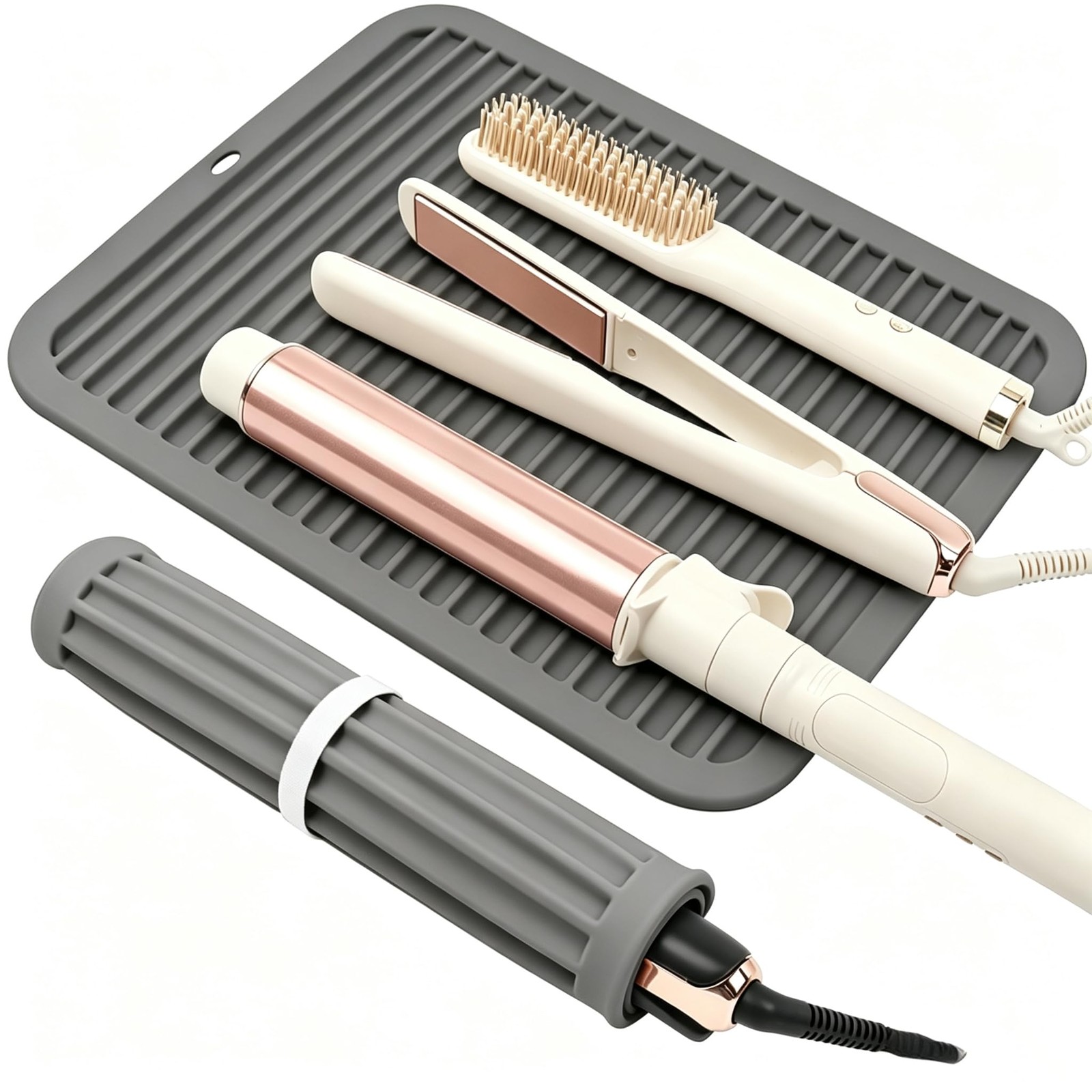 12×9 Inch Large Silicone Mat, Heat Proof Curling Iron Mat, Portable Hot Tools...