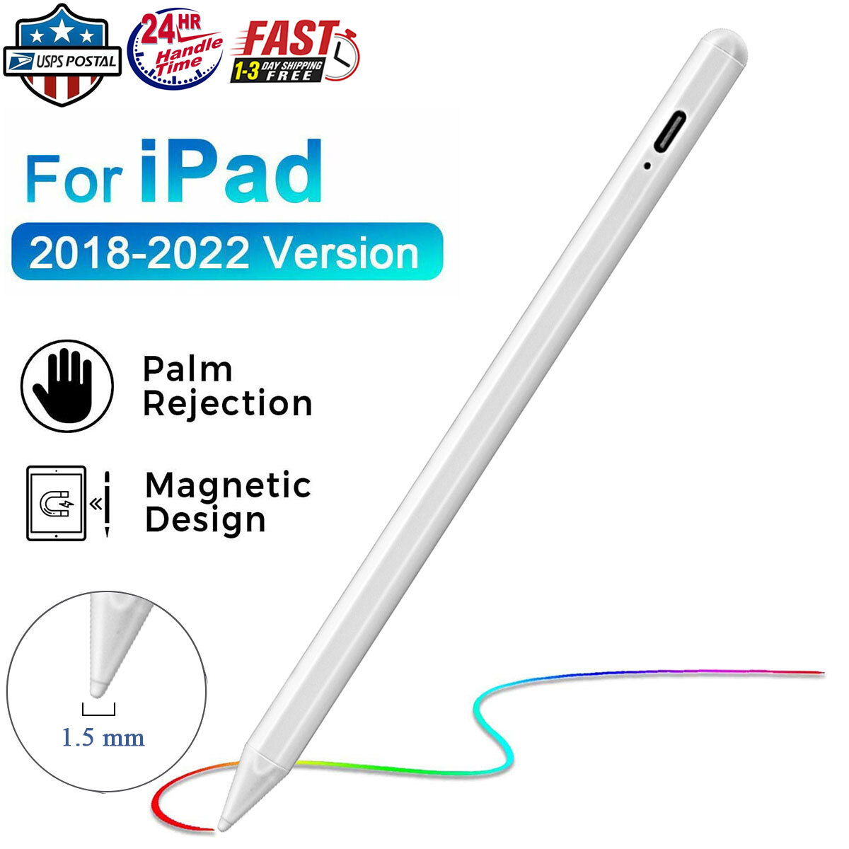 For Apple Pencil iPad 10/9/8/7th Gen Air 5/4/3- iPad Pro 2018-2022 Stylus Pencil