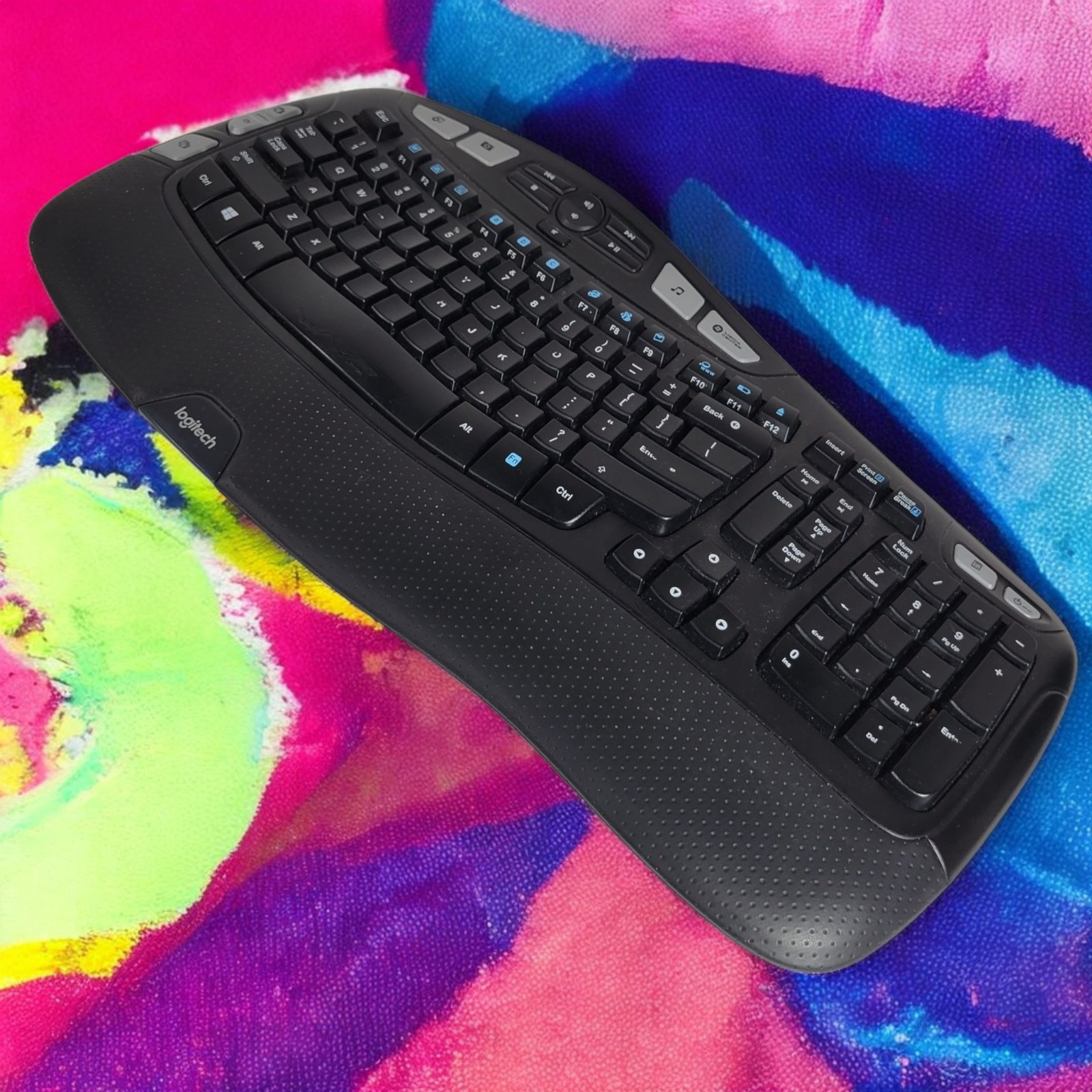 Logitech K350 920-001996 Comfort Wave Wireless Keyboard Black TESTED NO RECIEVER