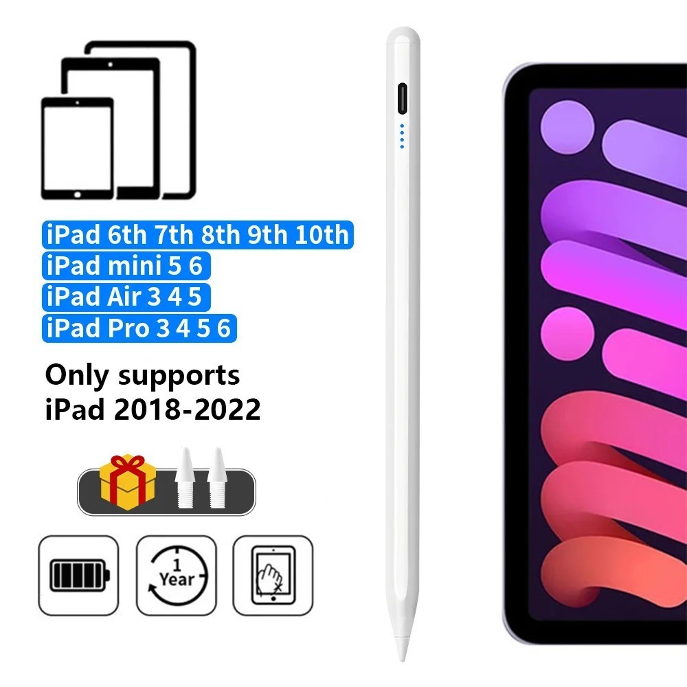 Stylus Pen for iPad with Palm Rejection LED Indicator Active Pencil
