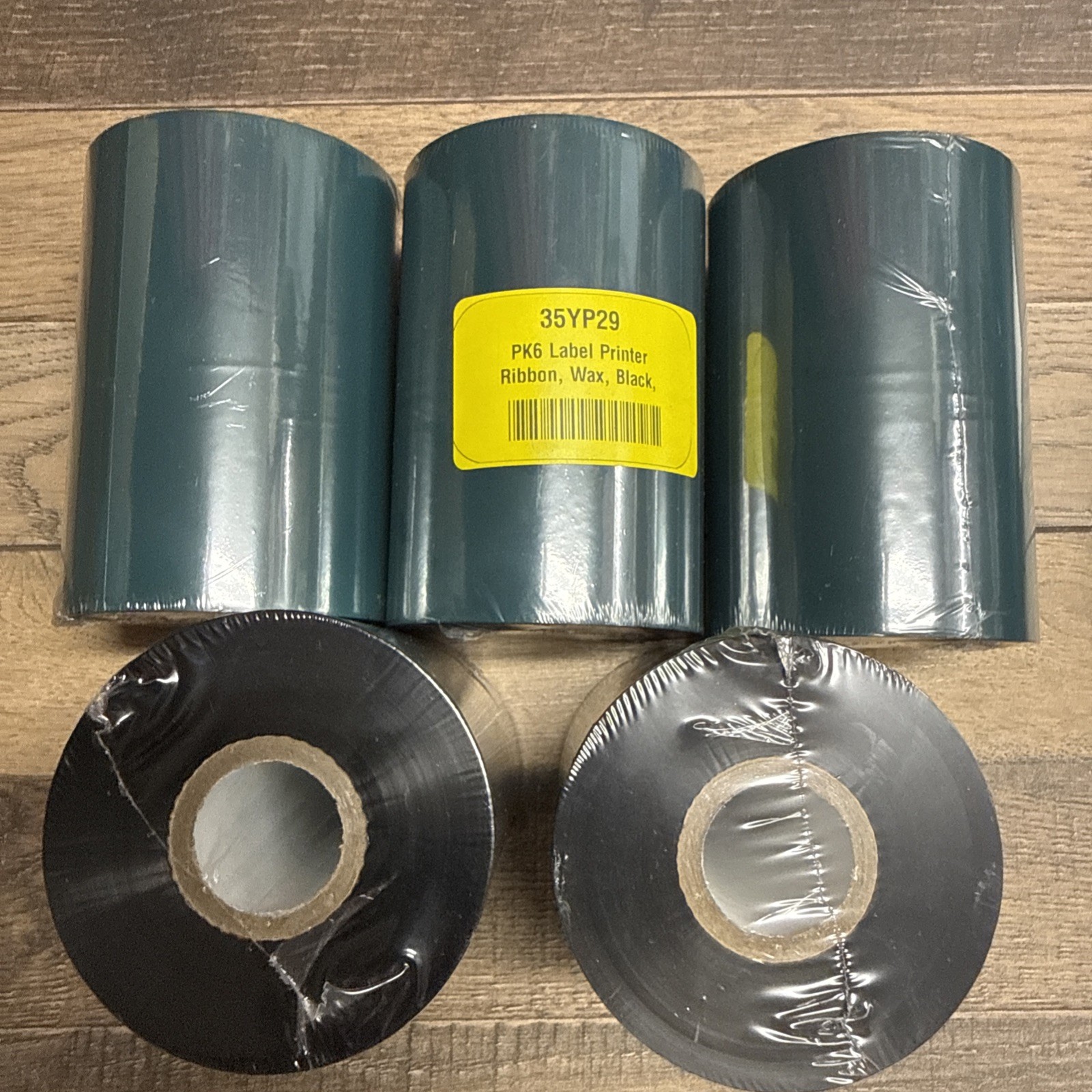 Label Printer Ribbon: For Zebra 4.34" Ribbon x 1,476' 1" Core 5 Pack Sealed