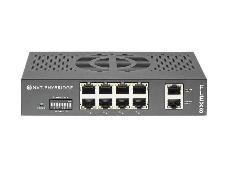 NVT Phybridge FLEX8 Unmanaged Switch 8-Port PoE NV-FLX-08 190W Power Supply