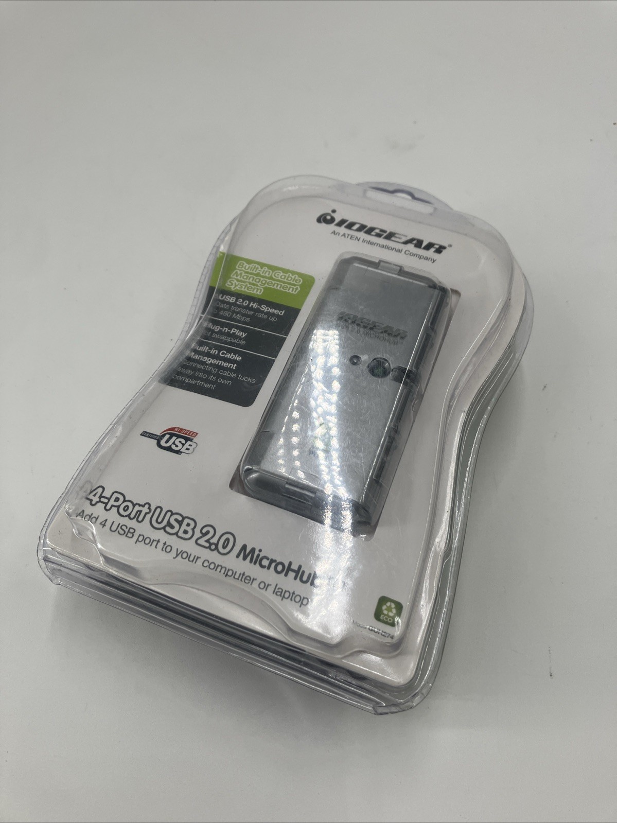 Iogear USB 2.0 4-Port MicroHub, Style# GUH274, Color Black, Brand New Sealed