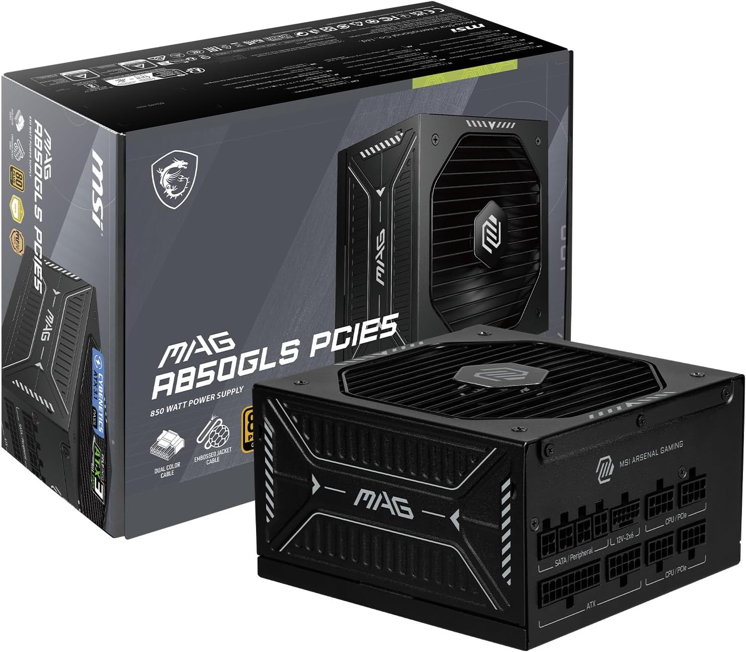 MSI MAG A850GLS PCIE5, Fully Modular Compact Gaming 850W Power Supply, 80+ Gold,