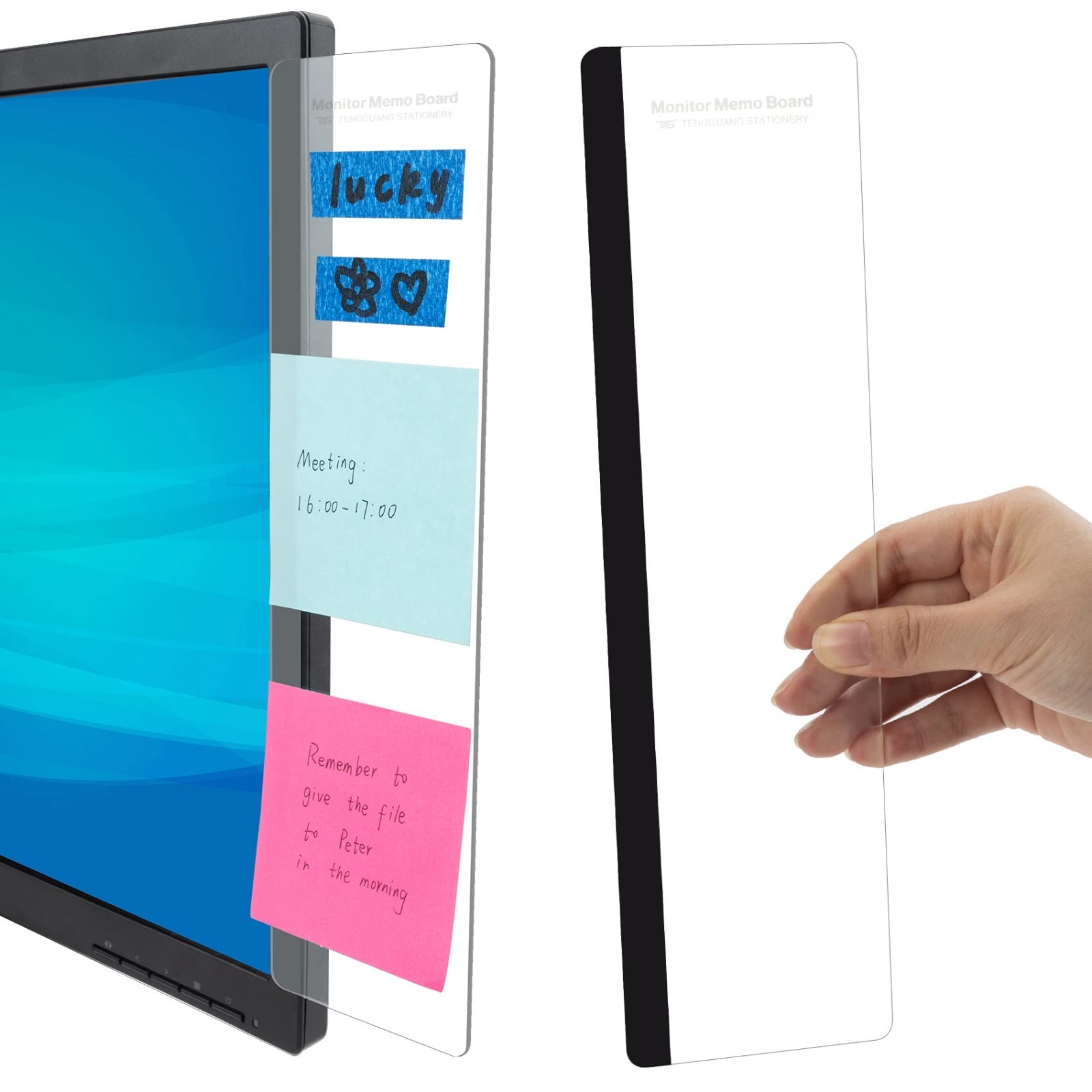2pcs Computer Monitor Memo Board Set - Office Desk Accessories & Supplies