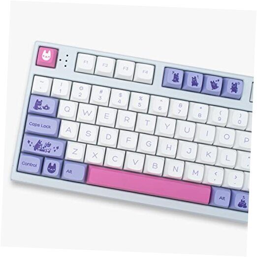 Purple White PBT Keycaps Set 135 Keys XDA Profile Cute Keycaps Custom Rabbit