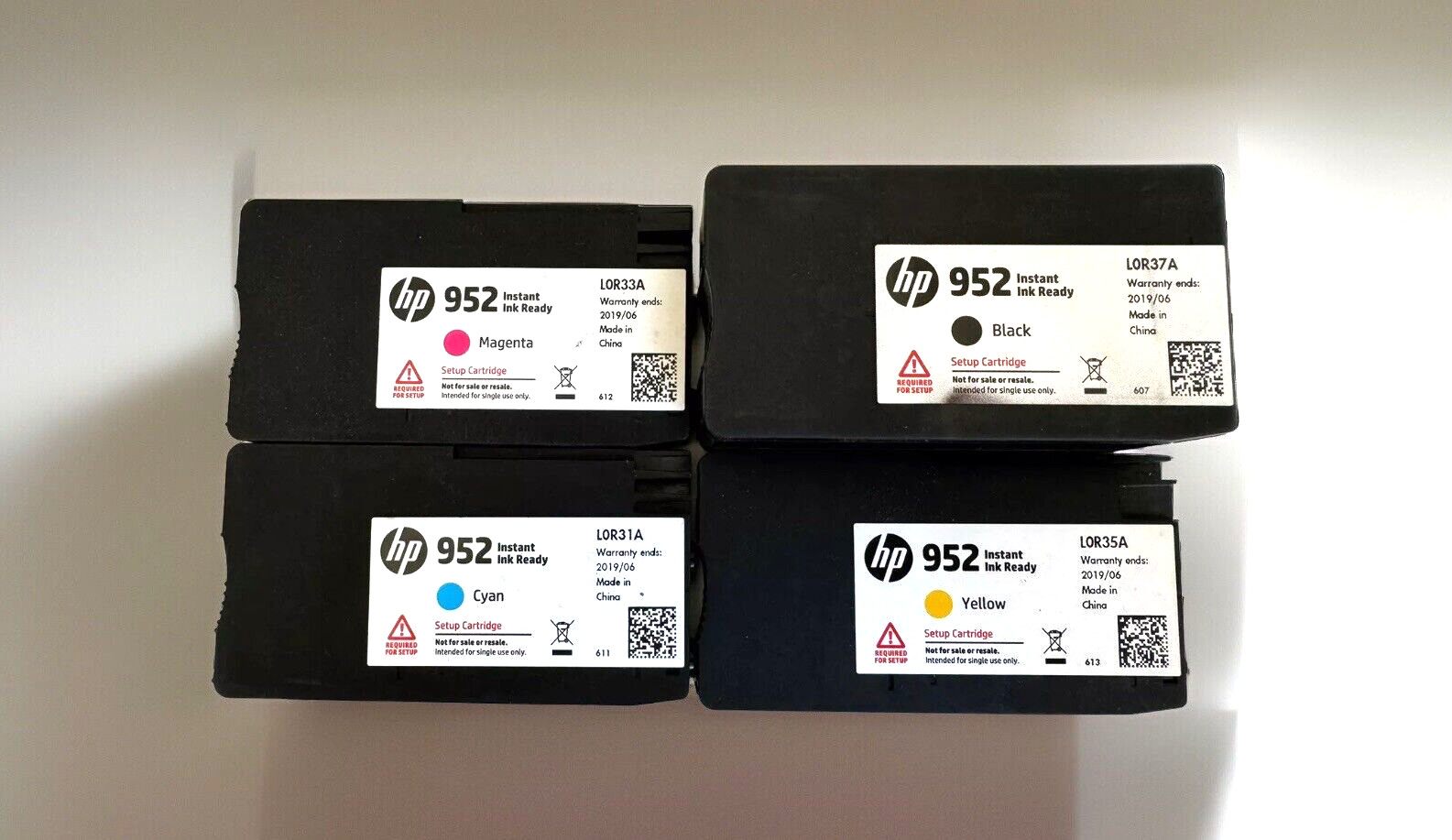 Lot of 4 **EMPTY** HP Ink Cartridges Genuine 952 Setup Yellow/Magenta/Cyan/Black