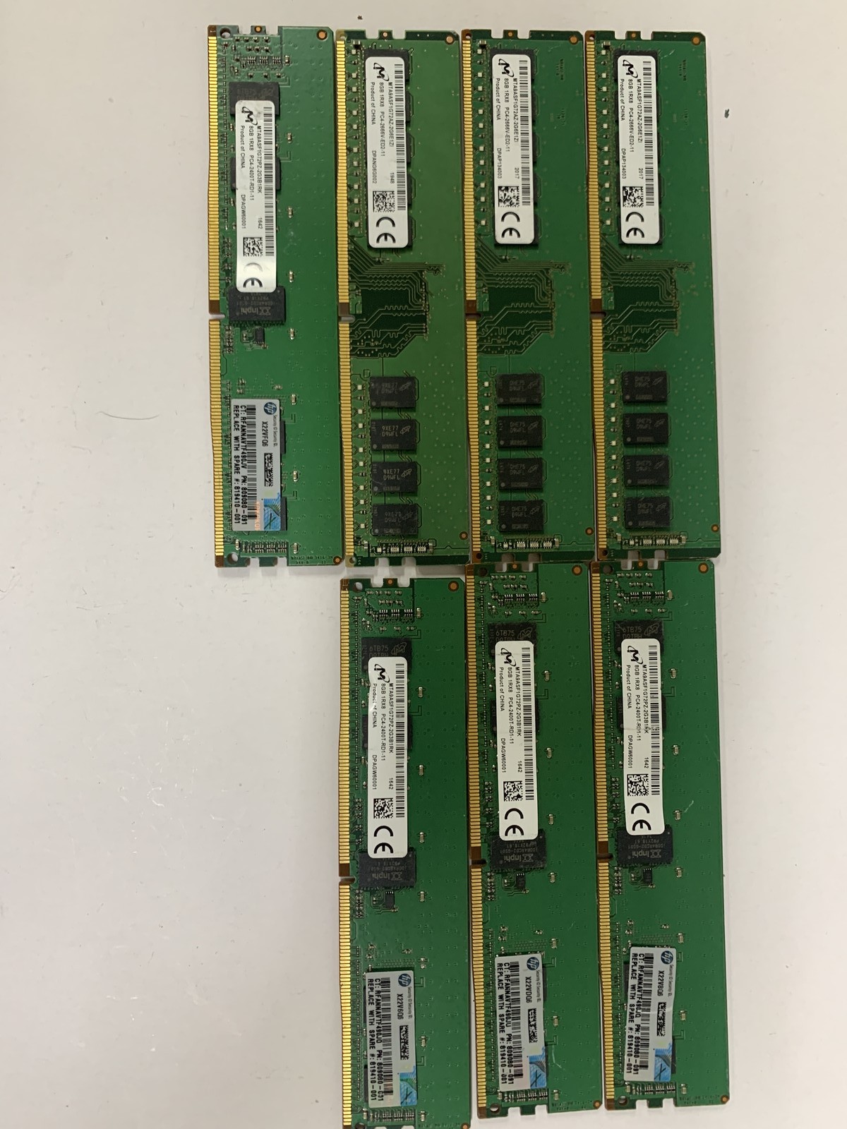 (LOT OF 7) MICRON 8GB DIFFERENT TYPES