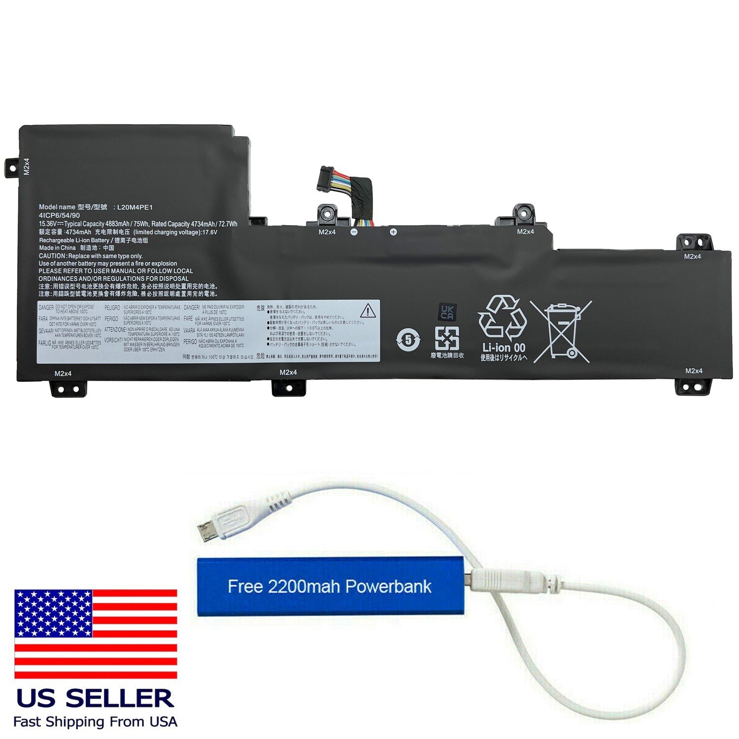 L20M4PE1 REPLACEMENT BATTERY FOR LENOVO IDEAPAD 5 PRO 16ARH7 75WH 5B11B66552