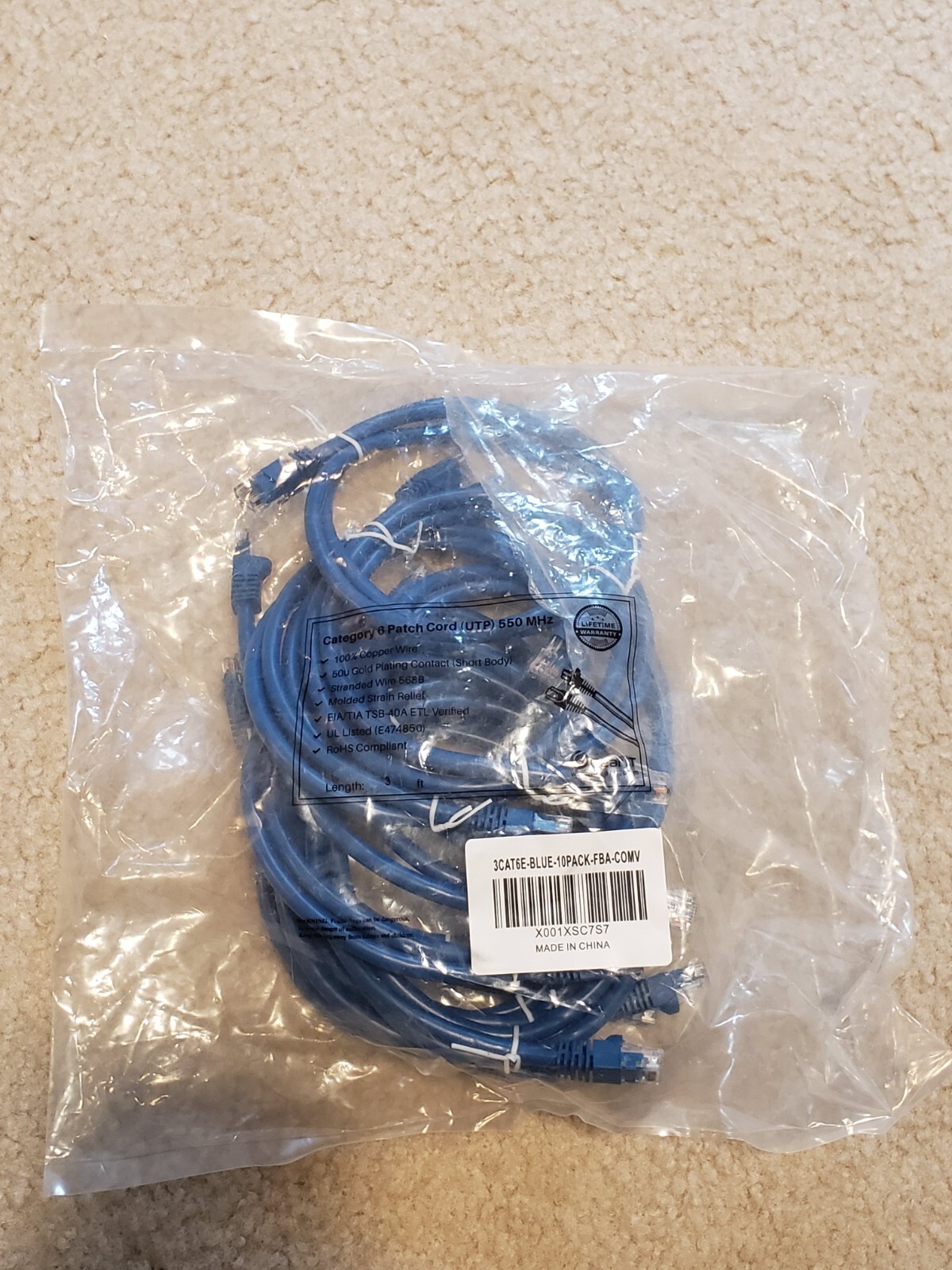 3ft - CAT6  9 Pack Ethernet Network LAN Patch Cable Wire 550 MHz RJ45 Blue FS