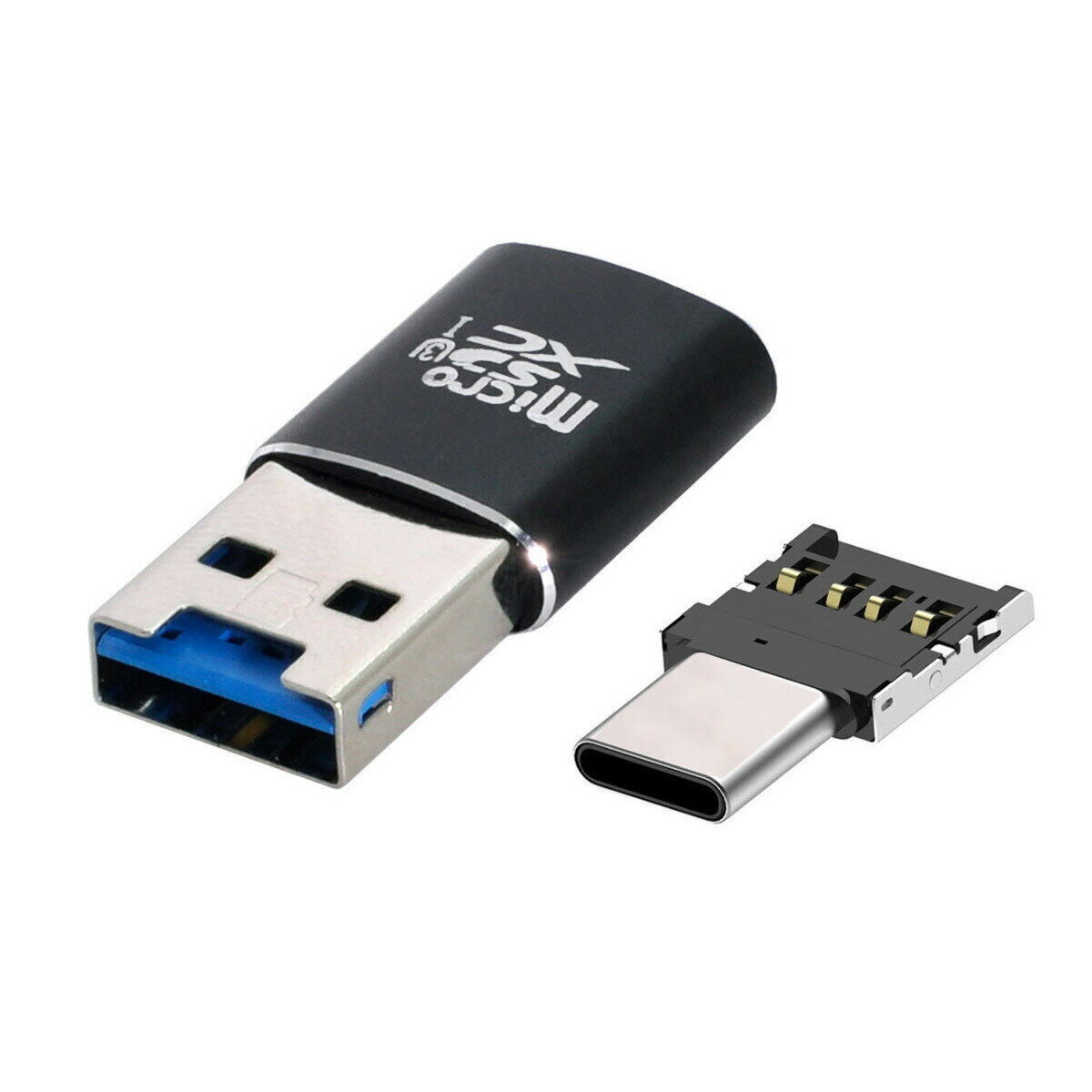 Cablecc USB 3.0 to Micro SD SDXC TF Card Reader with Micro Type-C USB-C Adapter
